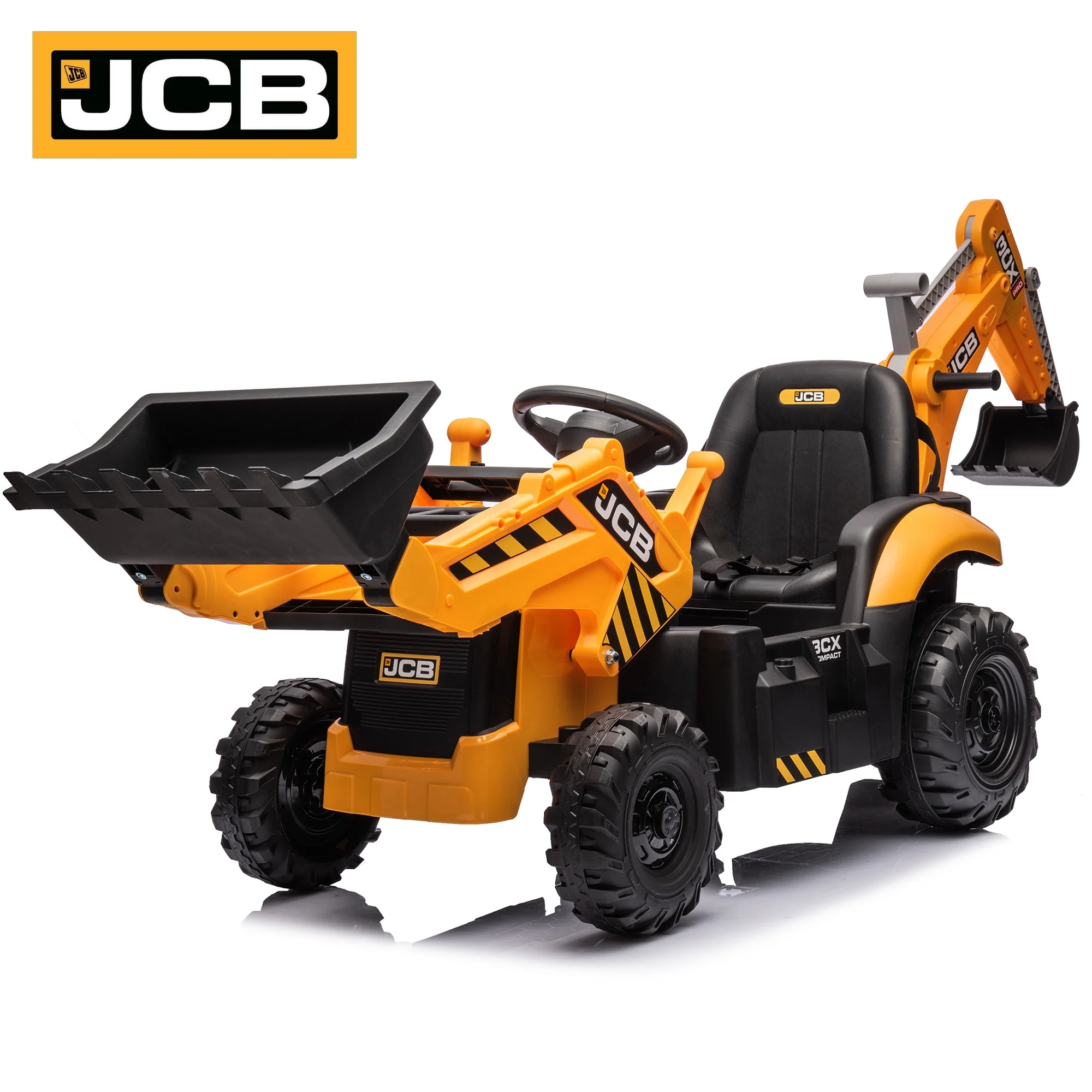 Hikiddo Electric Ride On Excavator for Kids, Licensed JCB 12V Ride-On Construction Toys with Remote - Womvr