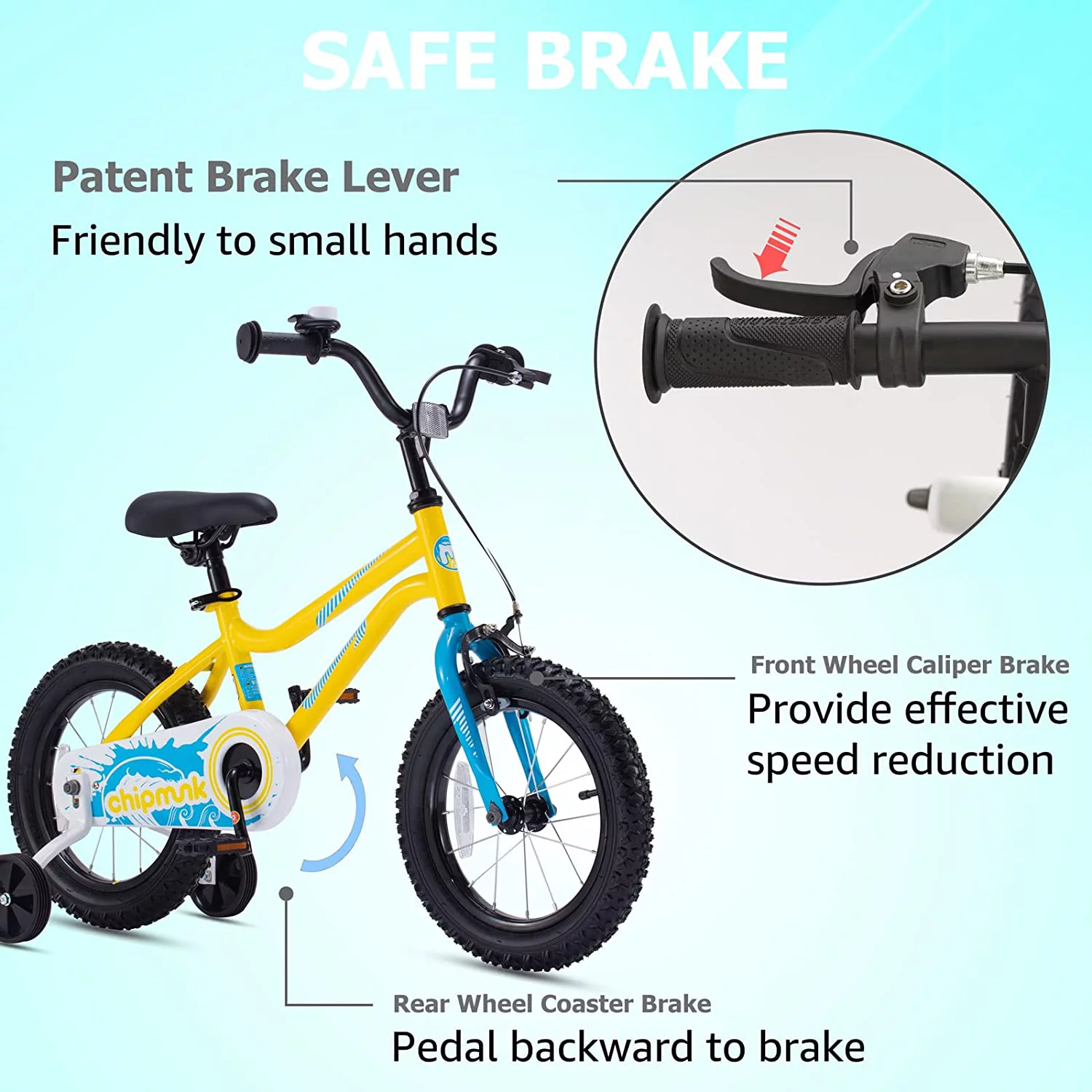 RoyalBaby Chipmunk Kids Bike Boys Girls 16 Inch Bicycle with Training Wheels and Kickstand Red - Womvr