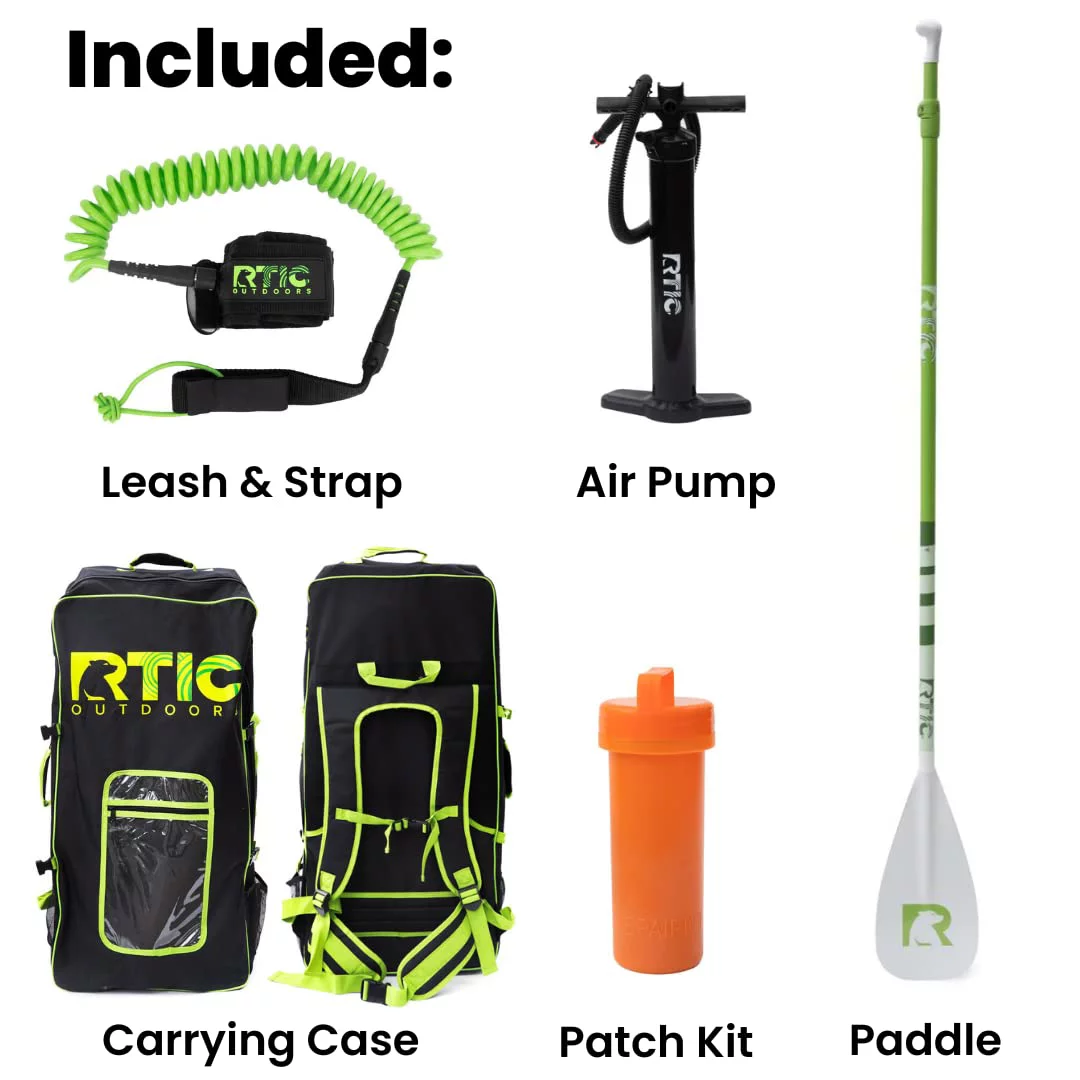 RTIC Inflatable Paddle Board, Tree Frog, 11' Stand Up Paddle Board with Air Pump, Ultra-Light Floatable Paddle, 300lbs Capacity - Womvr