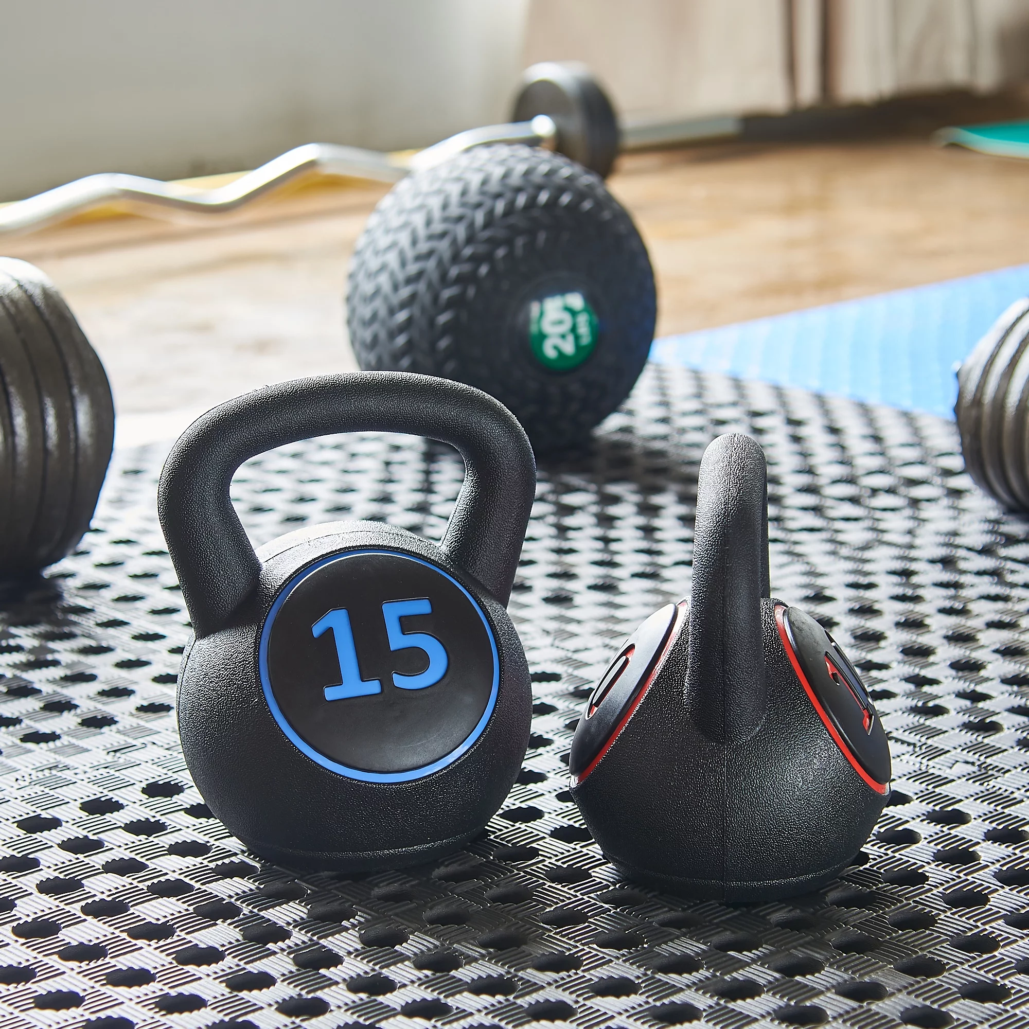 BalanceFrom Wide Grip Kettlebell Exercise Fitness Weight Set, 3-Pieces: 5lb, 10lb, and 15lb Kettlebells - Womvr