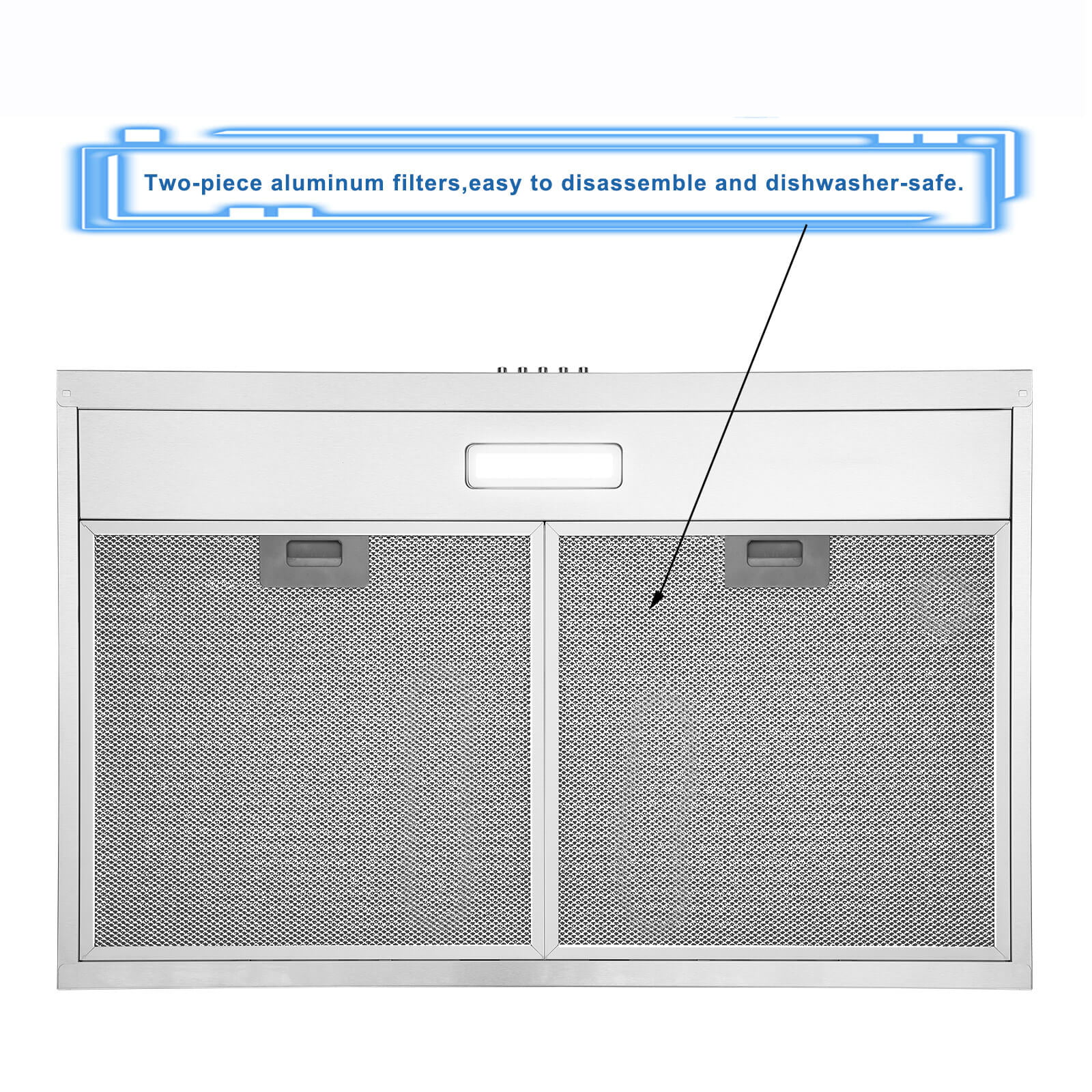 Range Hood 30-inch Under Cabinet Vent Hood 230 CFM Kitchen Hood Stainless Steel 3-Speed - Womvr