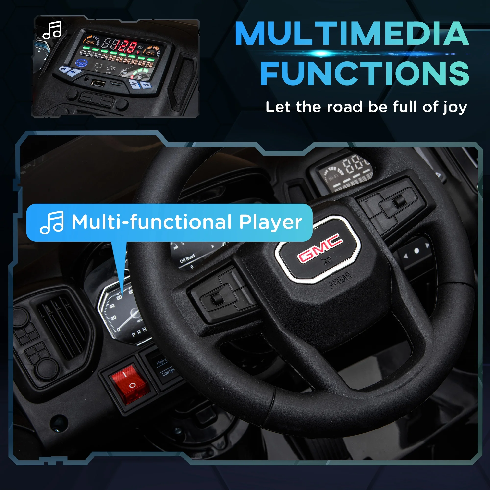 Aosom 12V Battery Kids Licensed Sierra HD Ride On Toy with Remote Control - Womvr