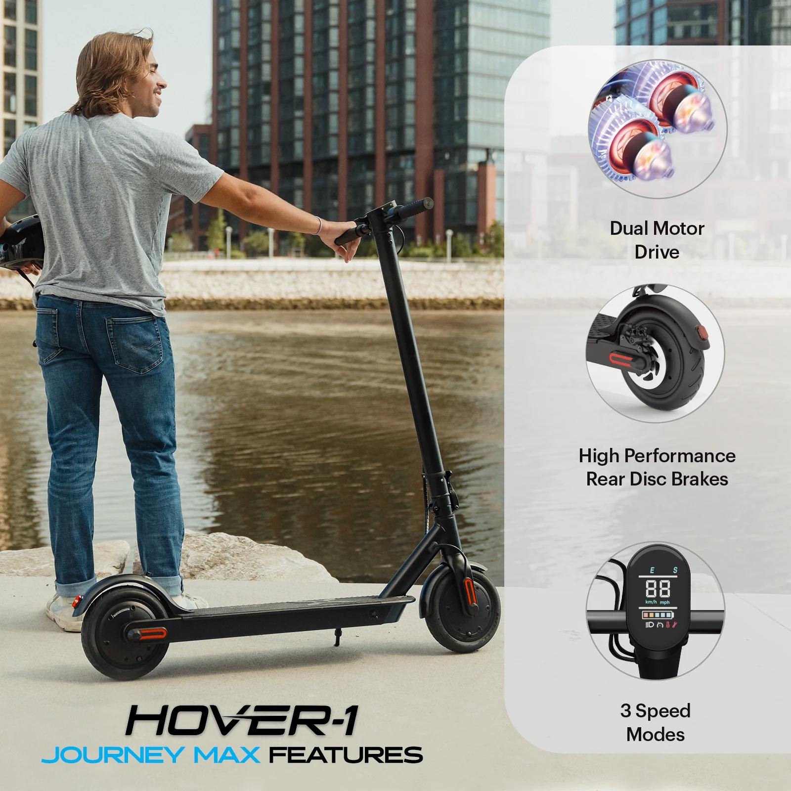 Hover-1 Journey 2.0 Self Balancing Electric Scooter for Teens, 16 mph Max Speed, UL 2272 Certified, Black - Womvr