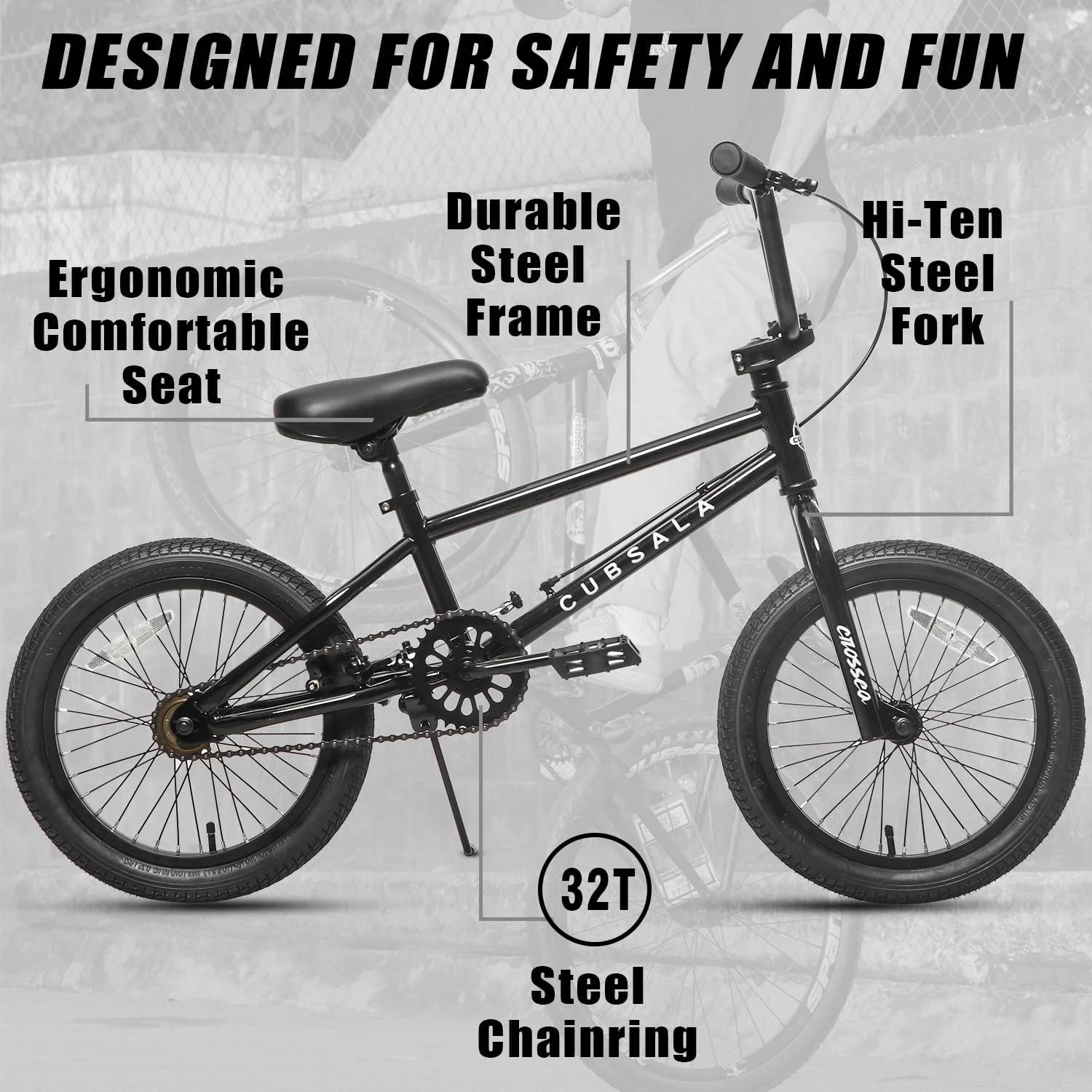 cubsala 20 in Kids BMX Bike Freestylefor Age 6-14 Years Old Boys Girls with 4 Pegs, Blue - Womvr