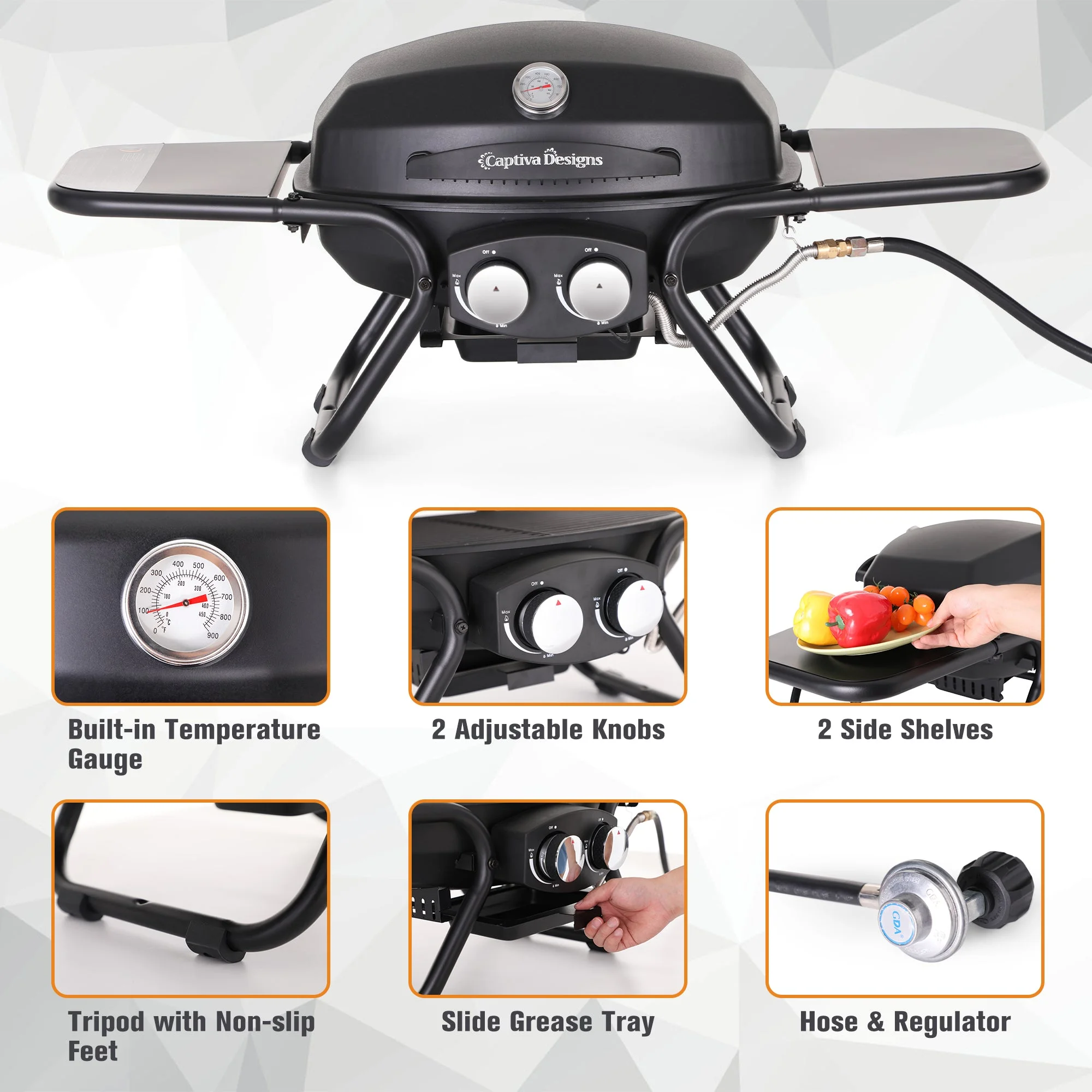 Sophia & William 2 Burner 15,000 BTU Portable Propane Gas Grill - Womvr
