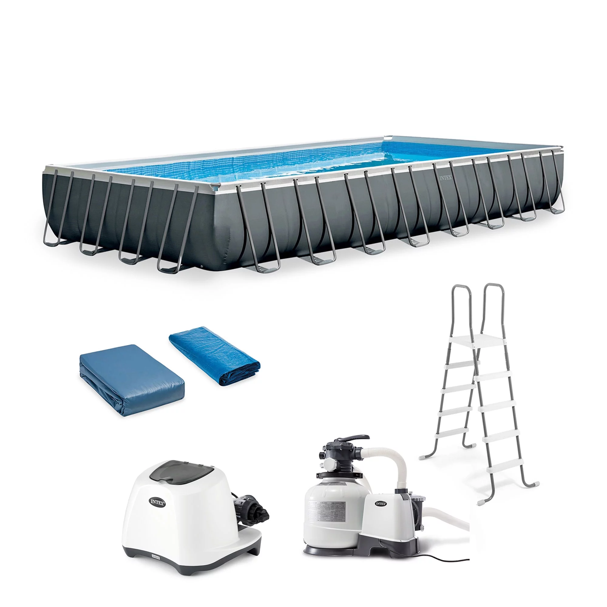 INTEX Ultra XTR Frame Rectangular Pool with Krystal Clear Saltwater System - Womvr