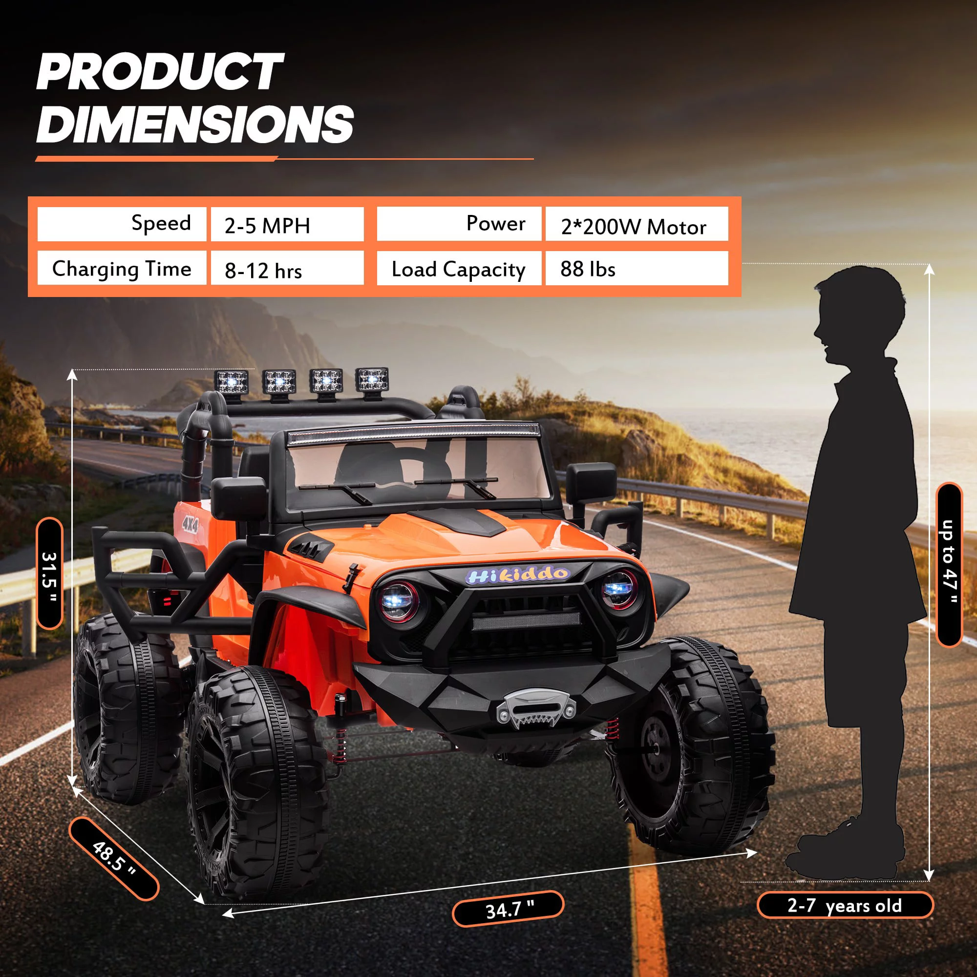 Hikiddo JC555 24V Ride on Toy for Big Kids, 2 Seater Powered Ride-on Truck Car with Remote - Green - Womvr