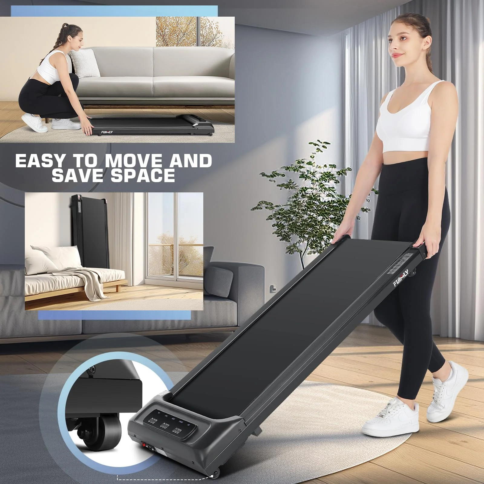 FUNMILY Walking Treadmills for Home, Walking Pad Treadmill with App & Remote Control, Slim & Portable - Womvr