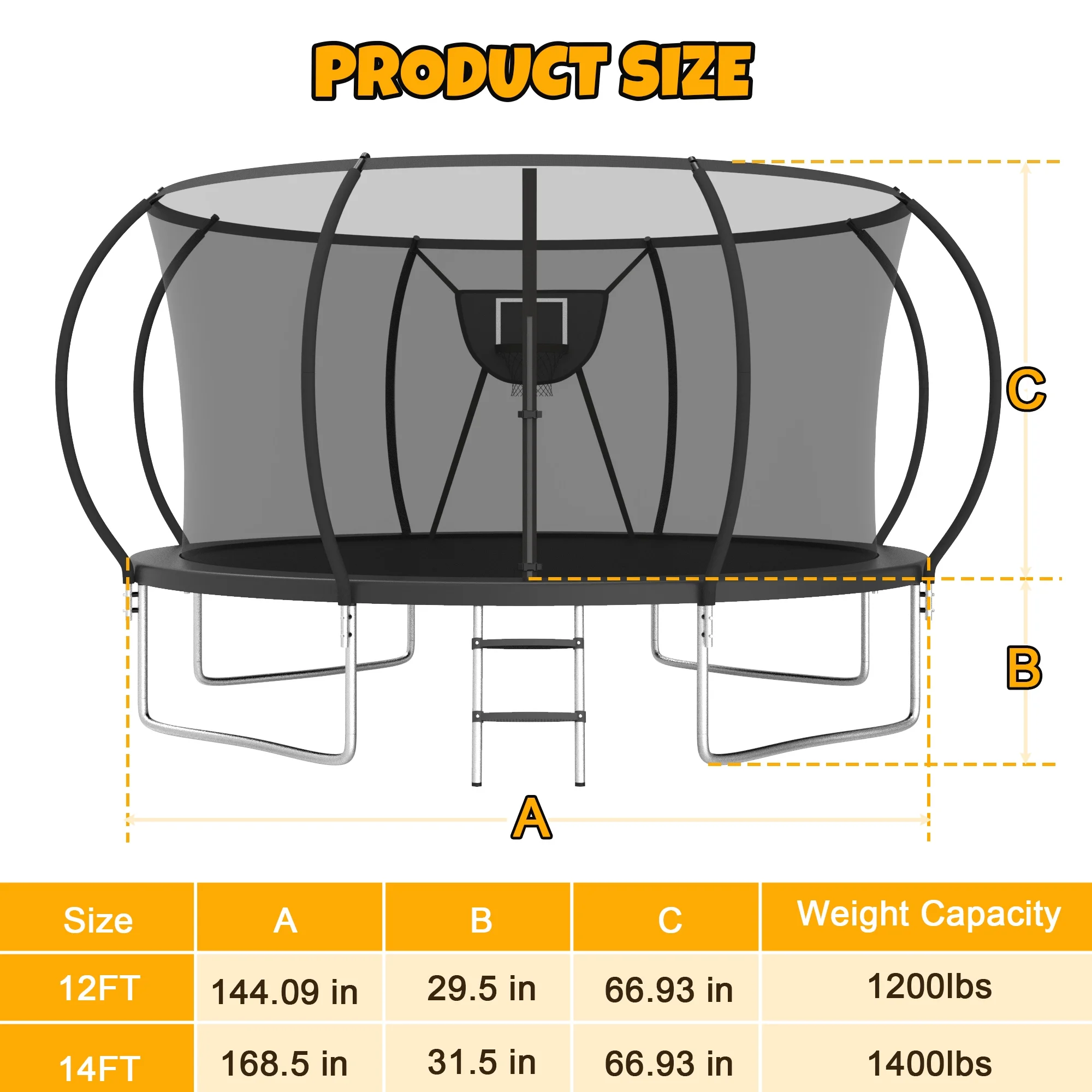 Elitezip Trampoline 12FT Trampoline for Kids and Adults, 1500LBS Heavy Duty Trampoline with Enclosure and Basketball Hoop, Outdoor Trampoline Easy Assembly - Womvr