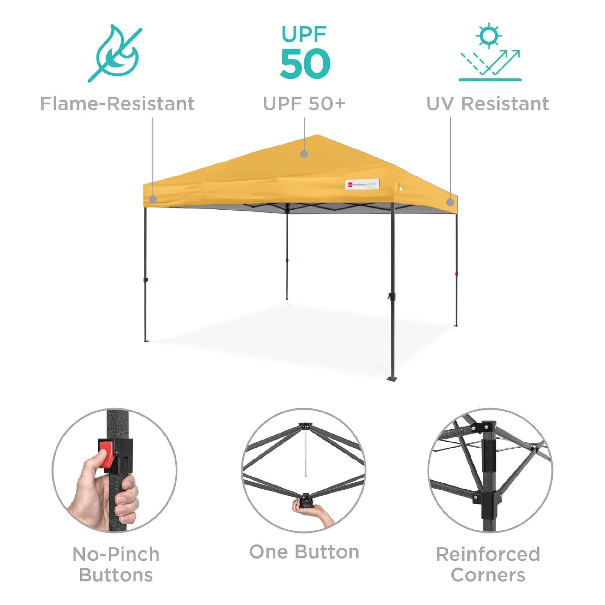 Best Choice Products 10x10ft Easy Setup Pop Up Canopy w/ 1-Button Setup, Wheeled Case, 4 Weight Bags - Cerulean - Womvr