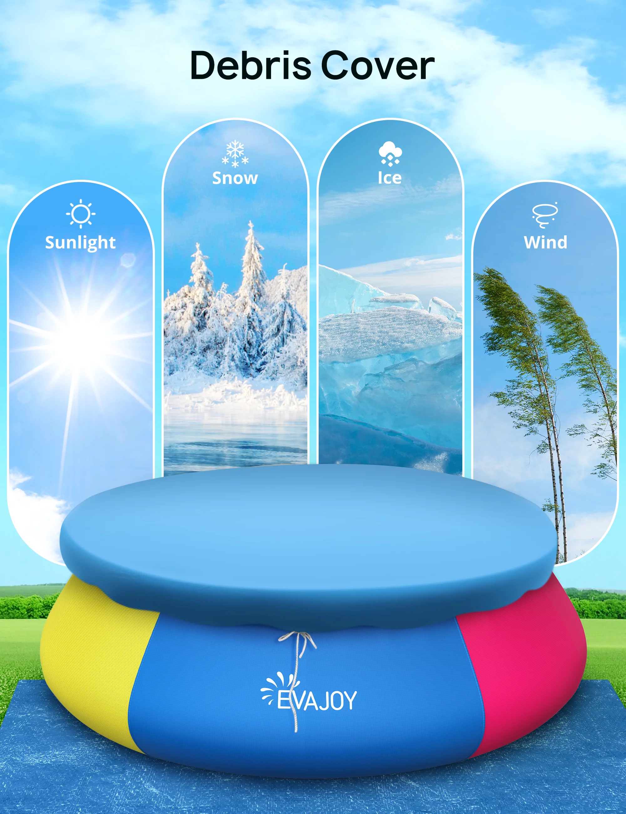 EVAJOY 10ft × 30in Easy Set Inflatable Swimming Pool with Pool Cover - Perfect Above Ground Pool for Family Fun in Your Backyard Garden - Womvr