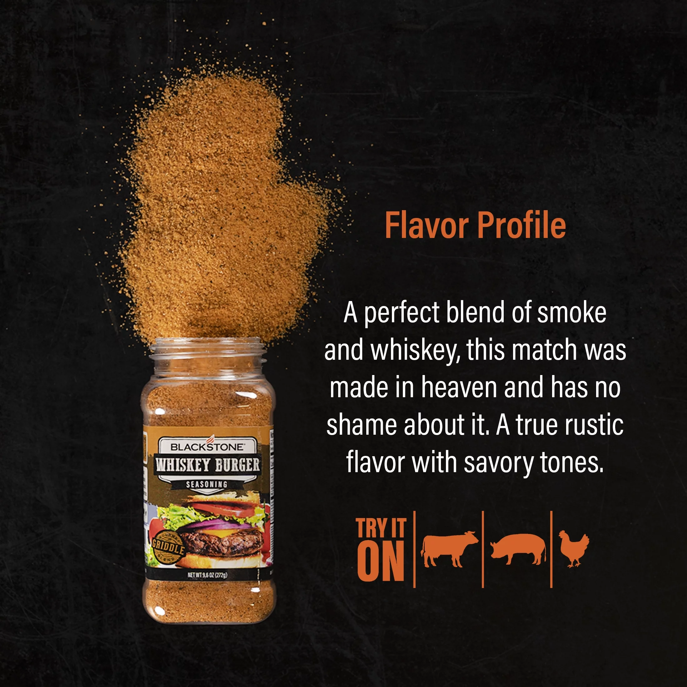 Blackstone Whiskey Burger Seasoning, 9.6 oz - Gluten-Free - Womvr