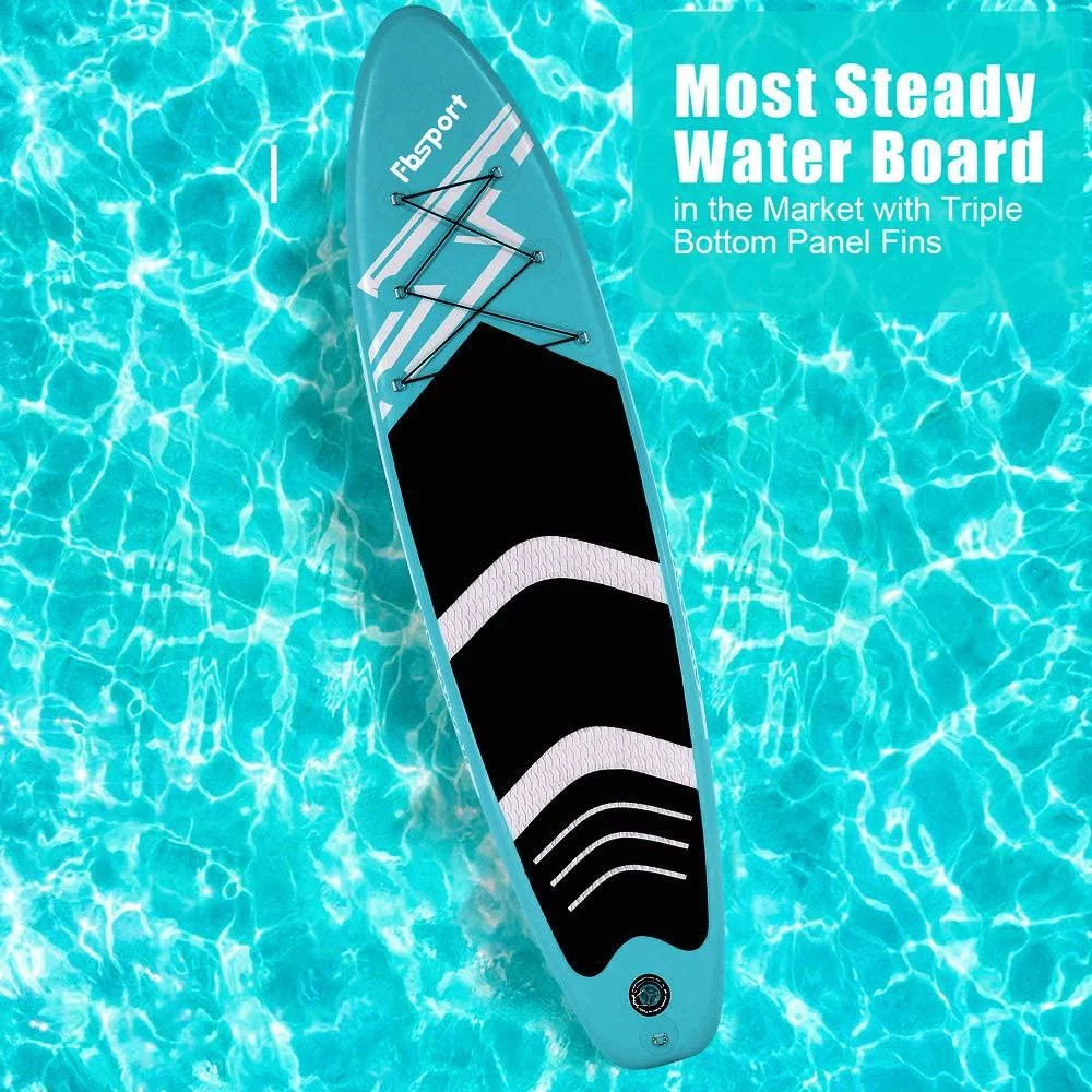 Fbsport 11ft Inflatable Paddle Board SUP, 6'' Thick W/Paddling Fins Pump & Accessories Pack, Green - Womvr