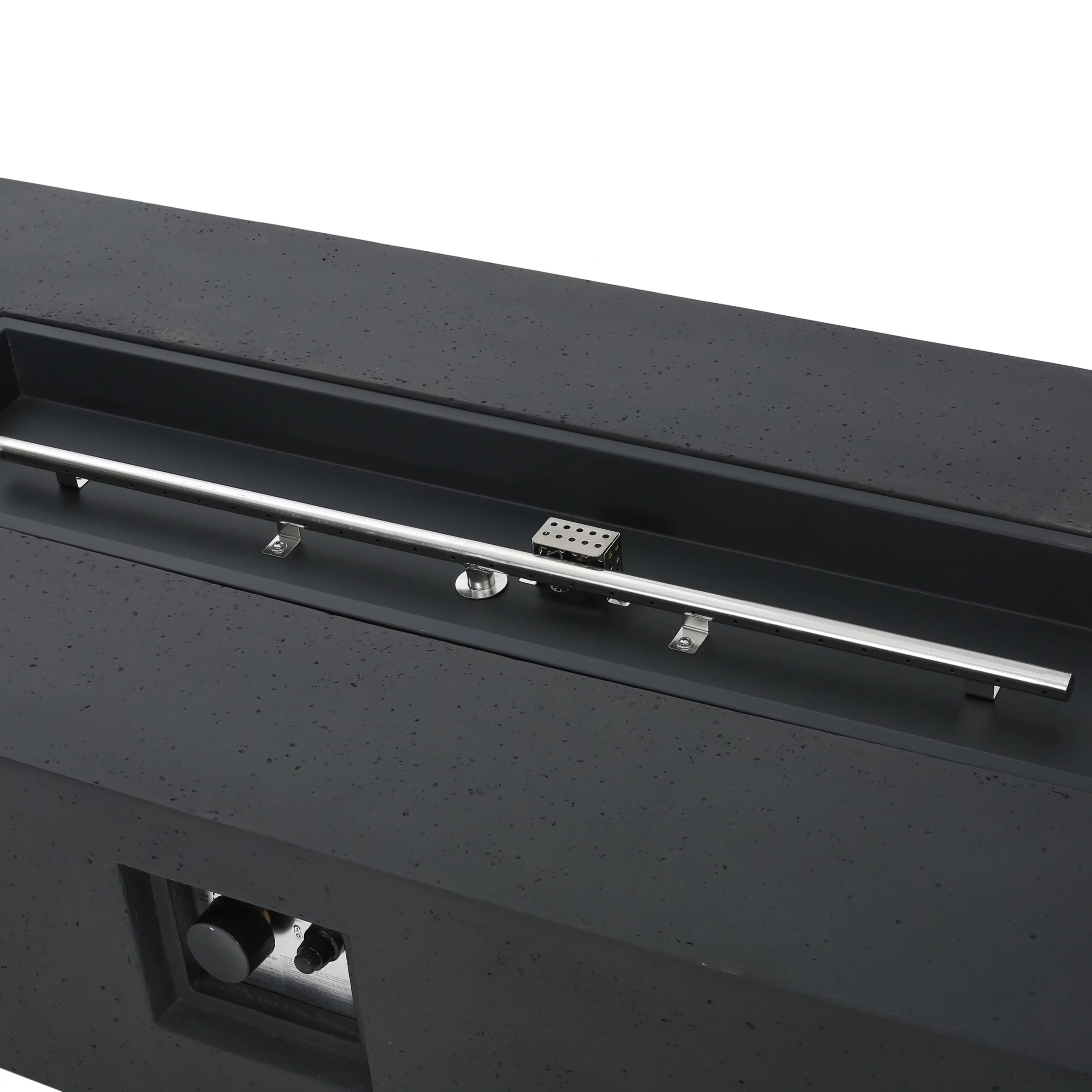 Mayfair Lightweight Concrete Outdoor 50,000 BTU Rectangular Fire Pit (No Tank Holder), Dark Gray - Womvr