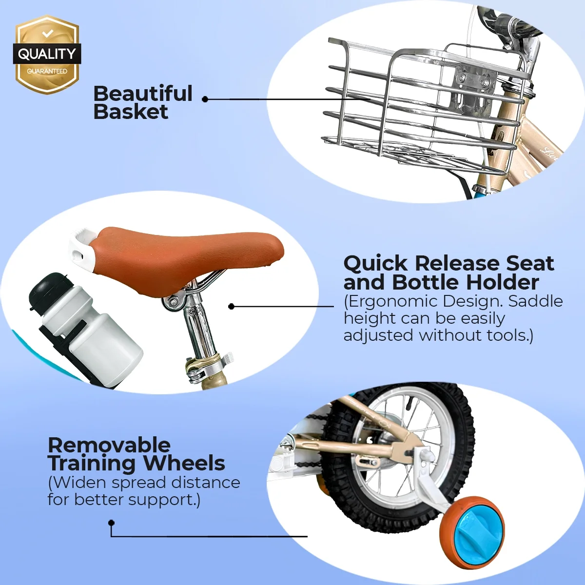 SUNLOVERR Adventure Kids Bike for Toddlers and Kids Ages 3-5 Years Old, 12 Inch Kids Bike with Training Wheels & Basket, Boy Bicycle with Handbrake. - Womvr