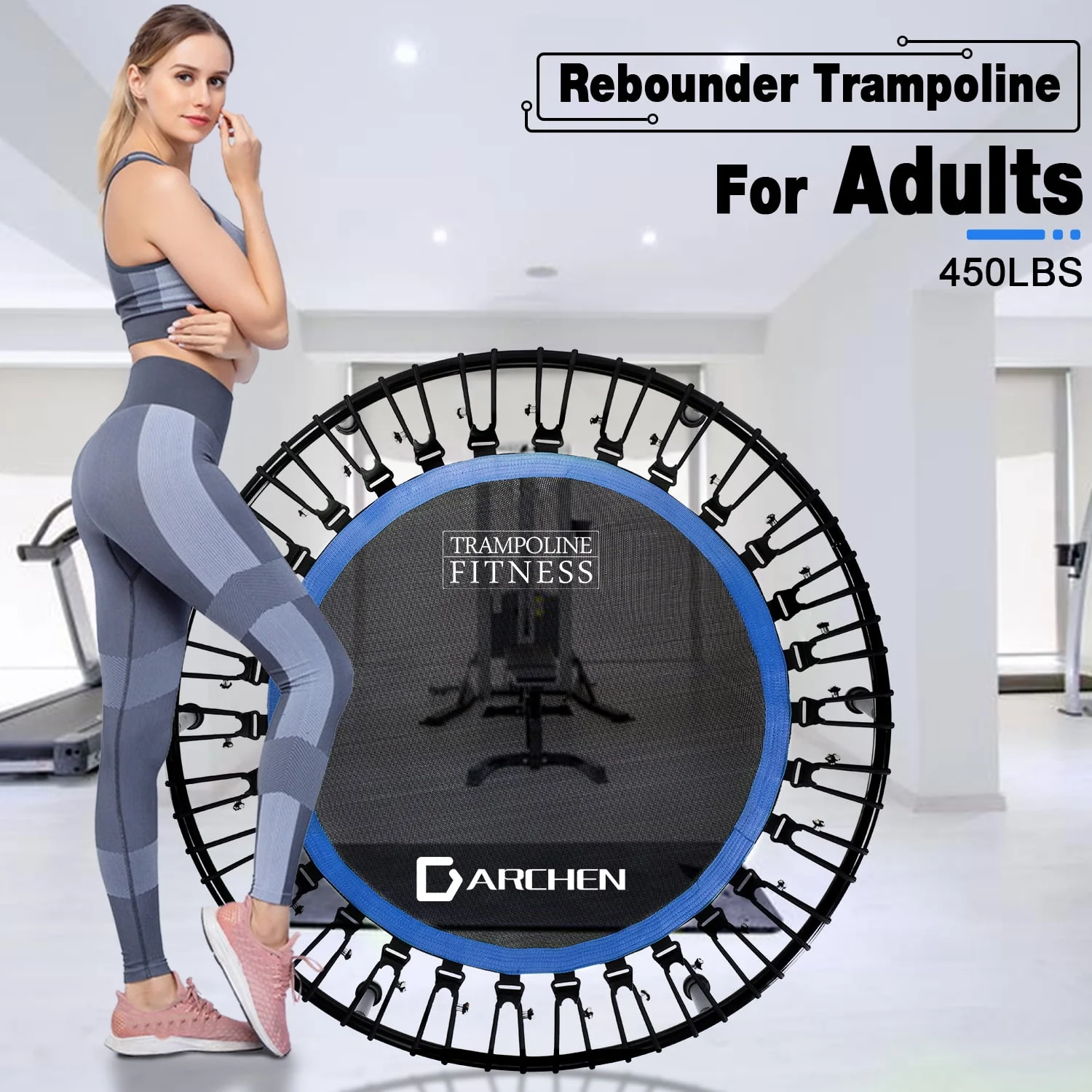 Darchen 450 lbs Mini Trampoline for Adults, Indoor Small Rebounder Exercise Trampoline for Workout Fitness for Quiet and Safely Cushioned Bounce, 40 Inch - Womvr