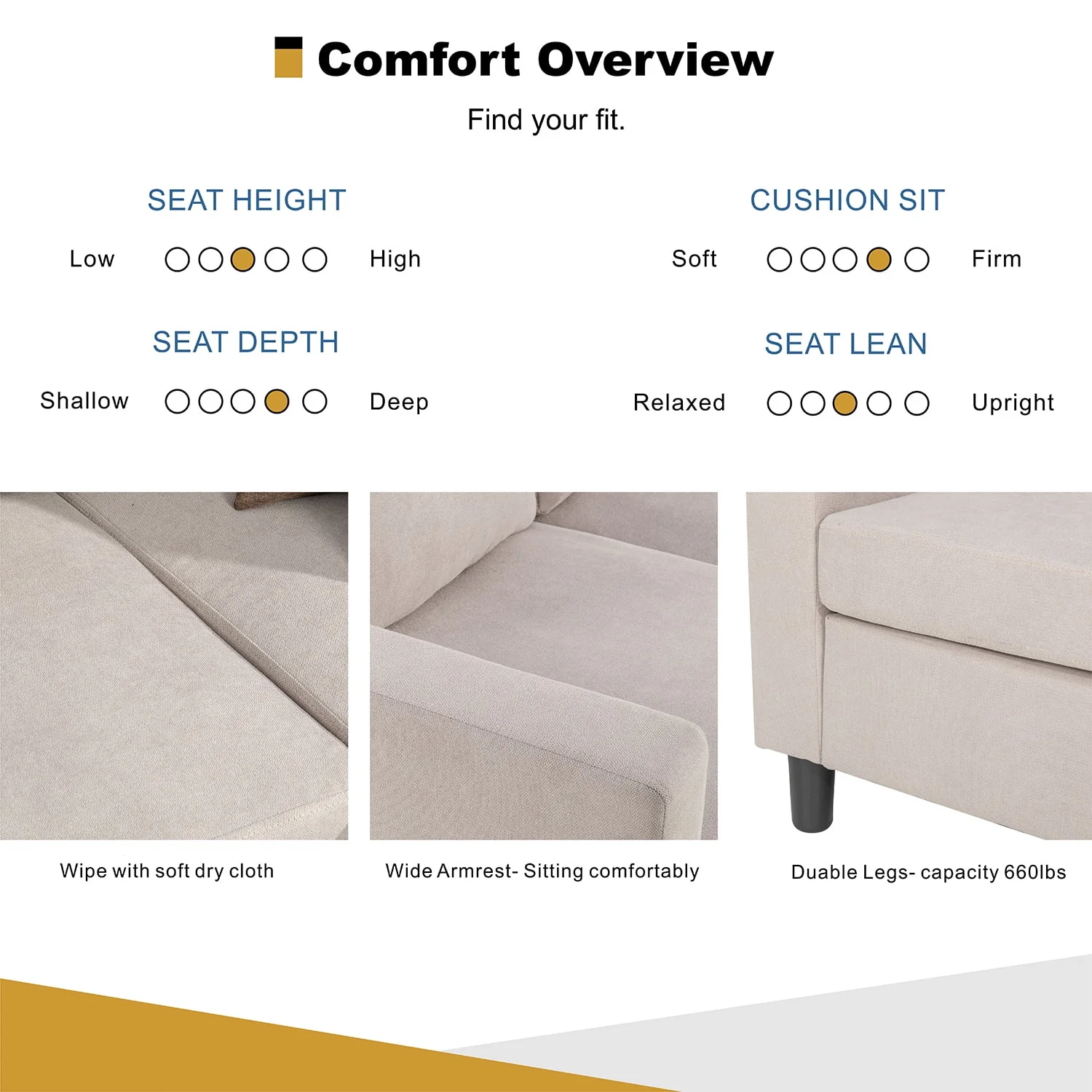 Walsunny Convertible Sectional L-Shaped Sofa with Modern Linen Fabric(Grayish Black) - Womvr