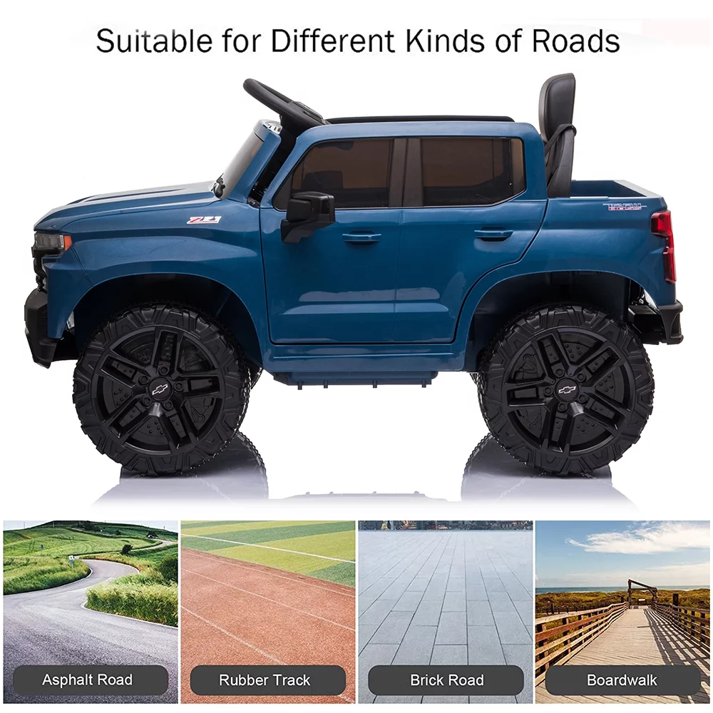 Chevrolet Silverado 12V Powered Ride on Cars for Kids, Remote Control, LED Light, MP3 Player, Electric Ride on Toys Truck for Boys Girls Gifts, White - Womvr