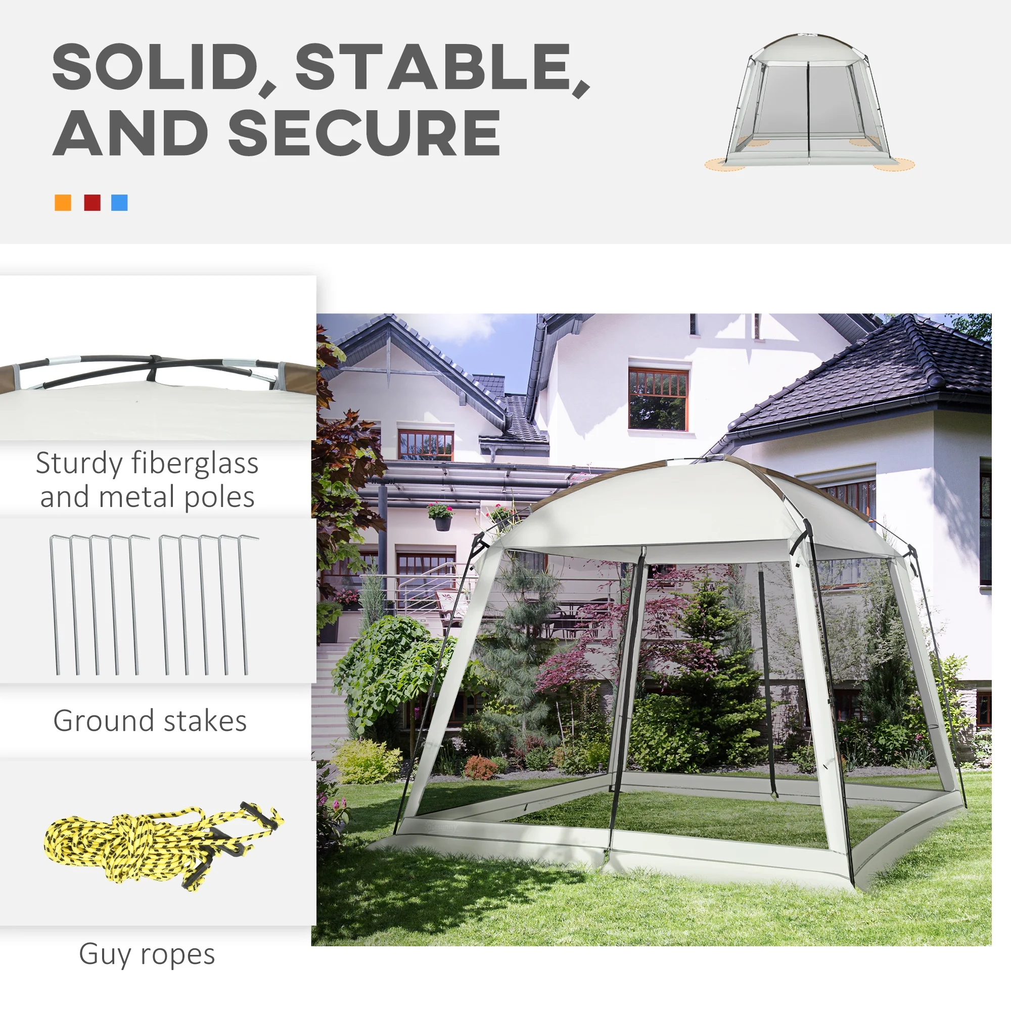 Outsunny Screen Tent, 10' x 10' Screen House Room with UV50+ Protection - Womvr