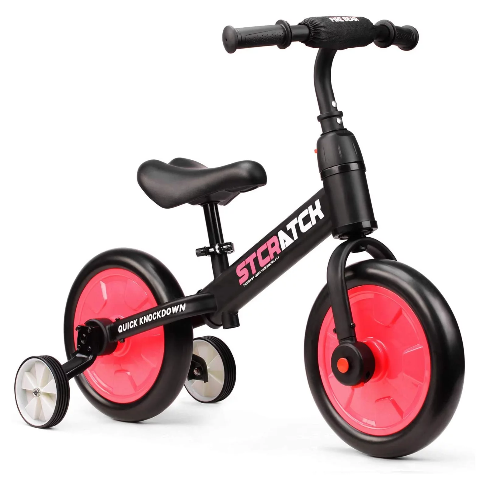 WLRETMCI Kid Balance Bike, 4 in 1 Toddlers Training Bicycle for 2-5 Years Old Boys Girls, Lightweight with Pedals and Training Wheels, Red Christmas Gifts - Womvr
