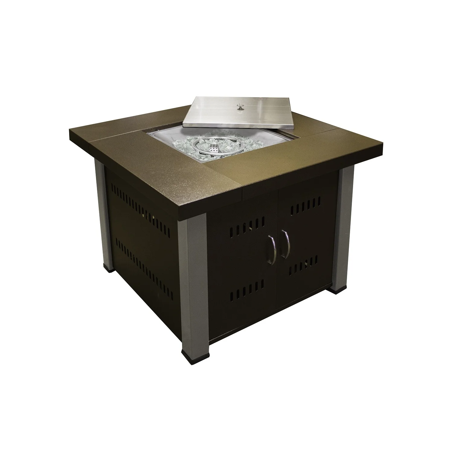 AZ Patio Heaters Propane Fire Pit Hammered Bronze and Stainless Steel Finish - Womvr