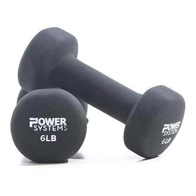 Power Systems Premium Neoprene Coated Dumbbell, Black, Pair, 8 lb - Womvr