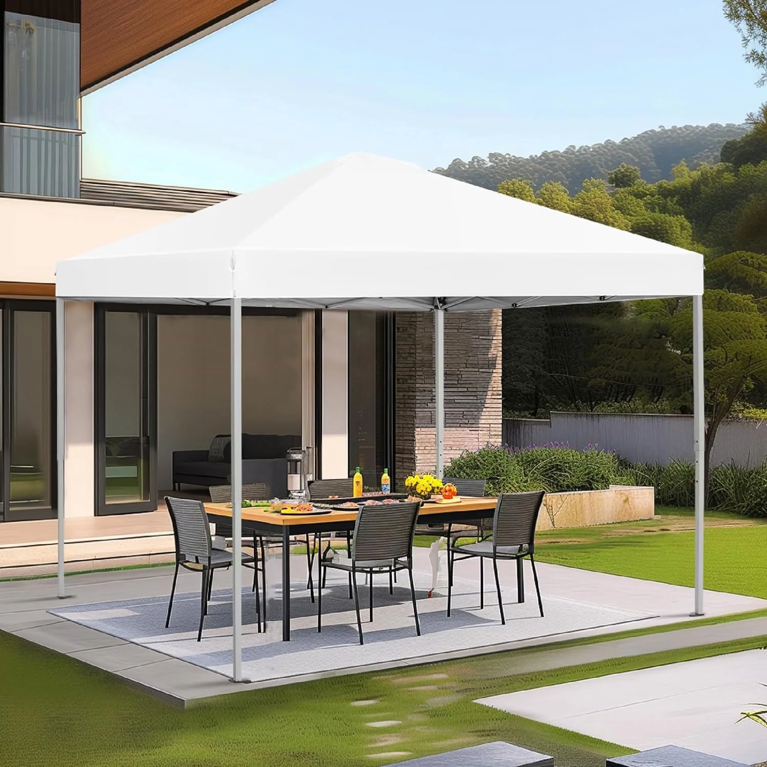 GVDV Canopy Tent, 10x10 ft Easy Pop up Outdoor Canopy Tent, Portable Straight Leg Gazebo Instant Canopy, Blue - Womvr