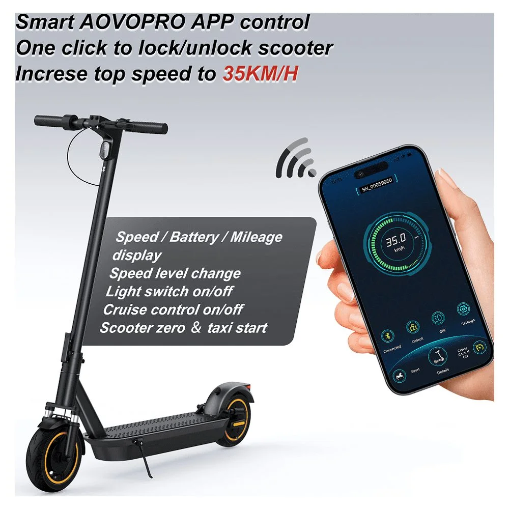 AOVOPRO Esmax 500W 10' Foldable Electric Scooter for Adults with Air Tire and Dual Shock Absorption, Dual Braking - Womvr