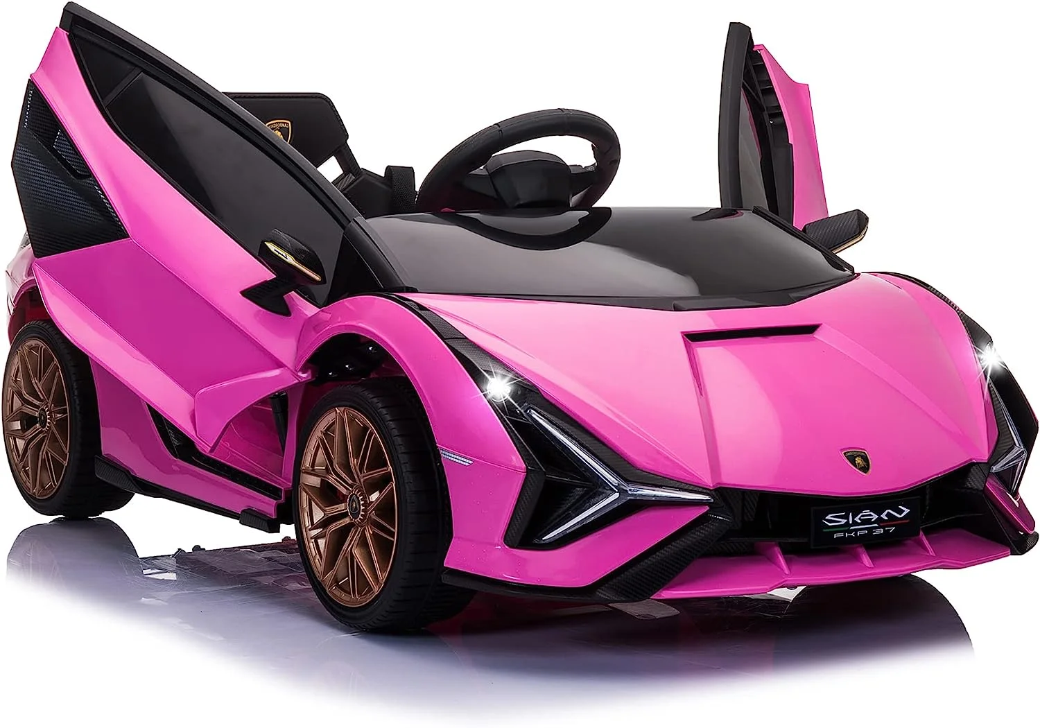 TOBBI 24V Lamborghini STO Licensed Kids Ride on Drift Car Gray Electric Car W/Remote Control LED Lights, up to 10 mph - Womvr