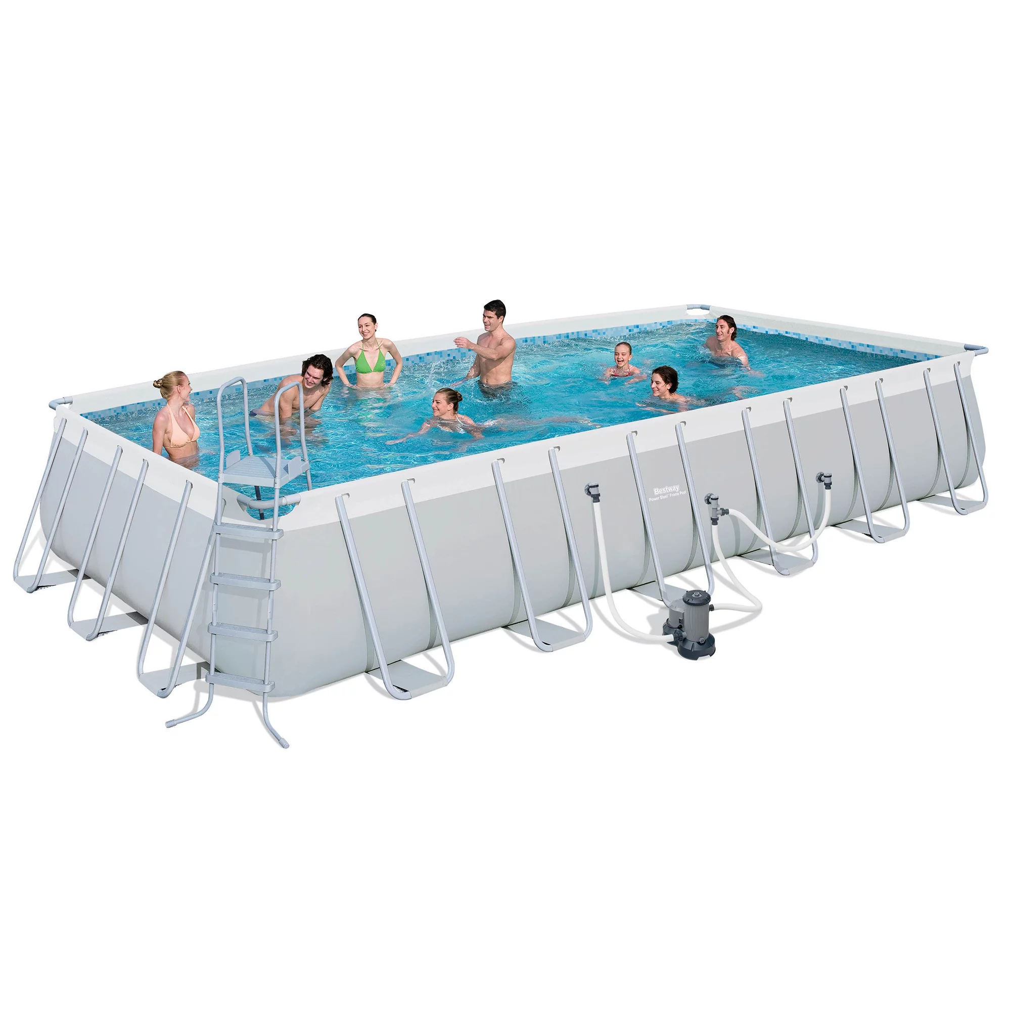 Bestway 56542E 24 x 12-Foot Rectangular Above Ground Swimming Pool Set with Pump - Womvr