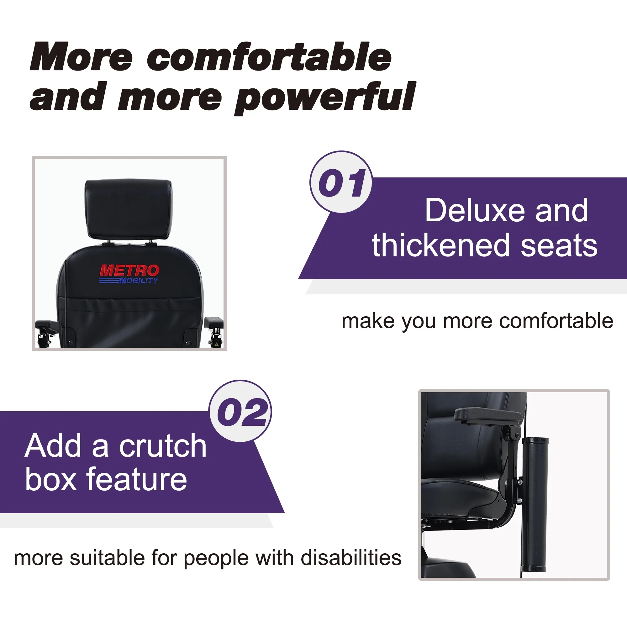 Metro Mobility Senior Scooter Folding Scooter 4 Wheel Scooter with USB Port Purple - Womvr
