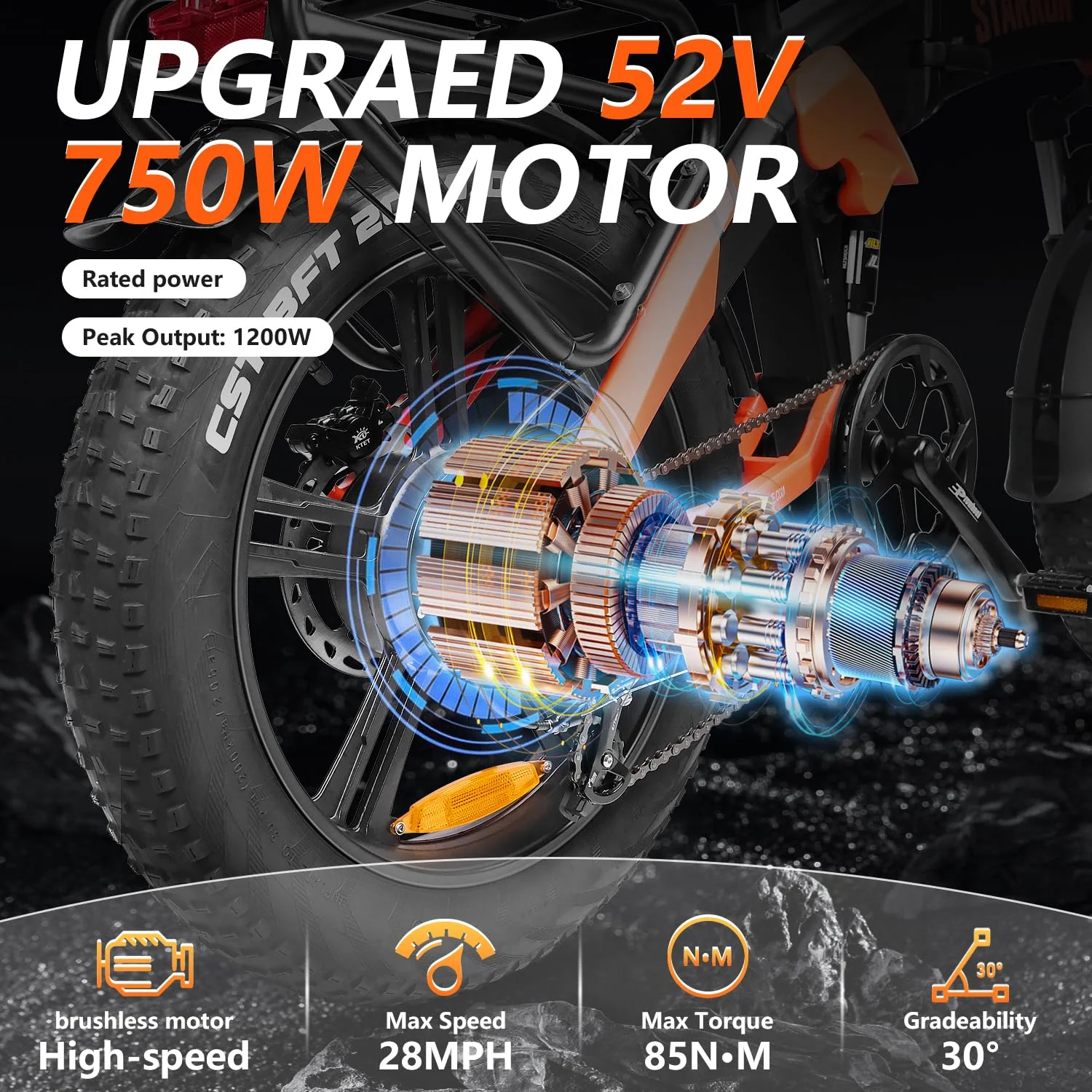 Starrun Foldable Electric Bike 52V 15AH Removable Battery Full Suspension E-Bicycle Hydraulic Brake EBike - Womvr