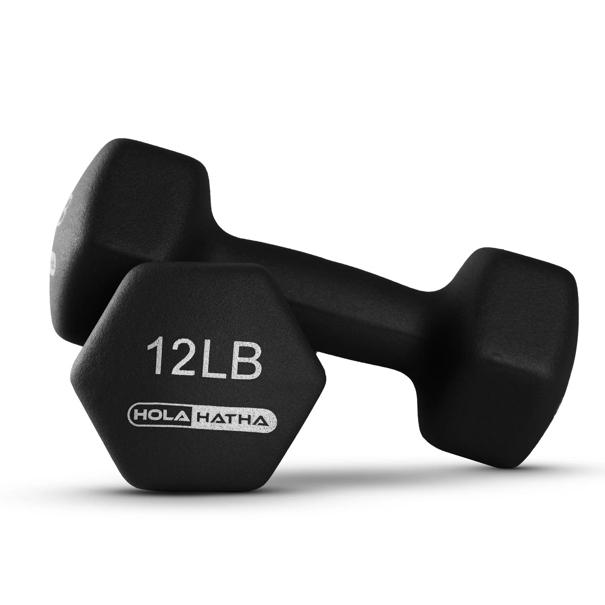 HolaHatha 3, 5, 8, 10, and 12 Pound Neoprene Dumbbell Weight Set, Black - Womvr