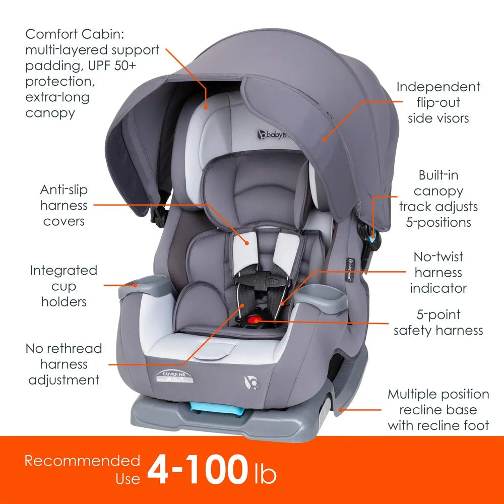 Baby Trend Cover Me 4-in-1 Convertible Car Seat - Vespa - Gray - Womvr
