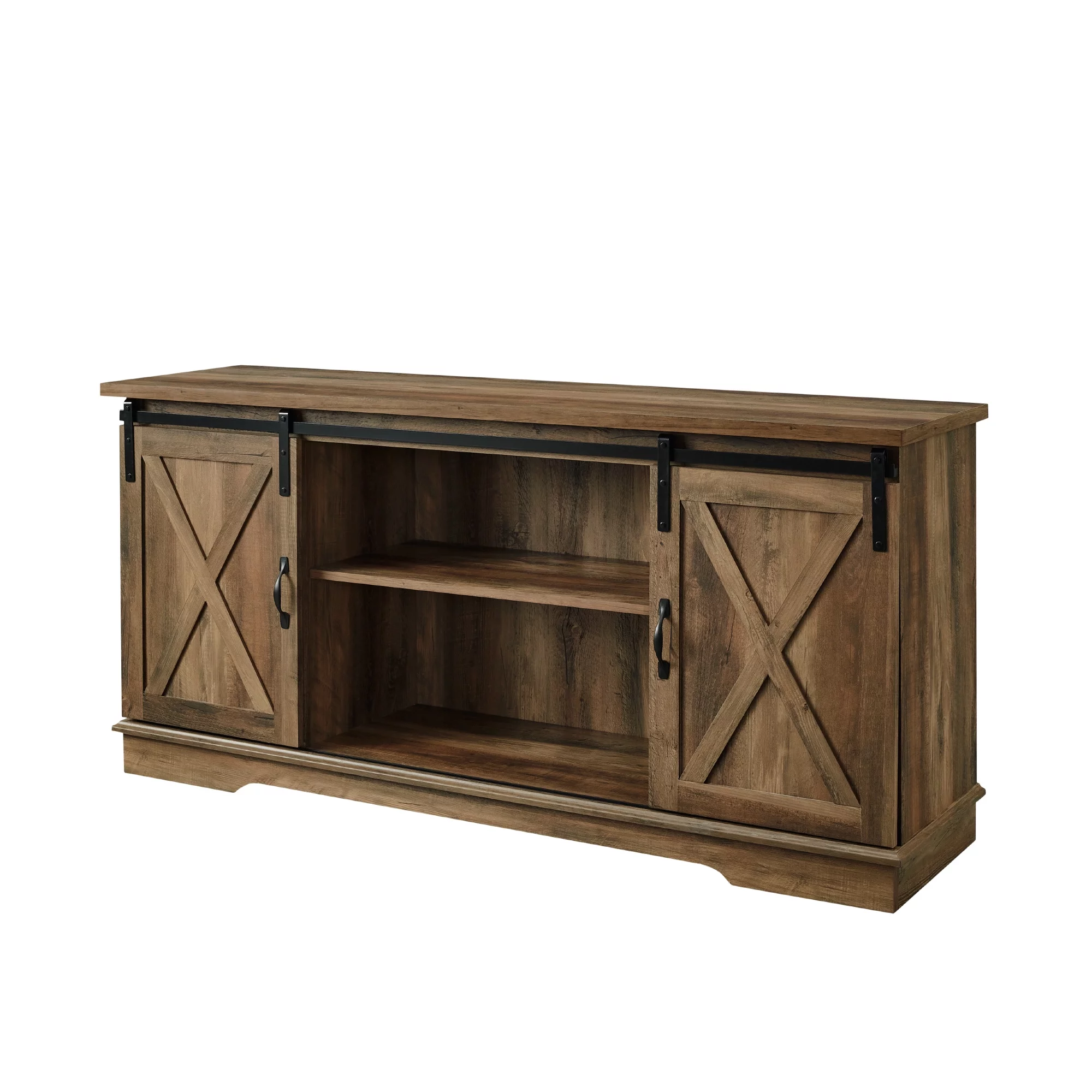 Woven Paths Farmhouse Sliding Barn Door TV Stand for TVs up to 65