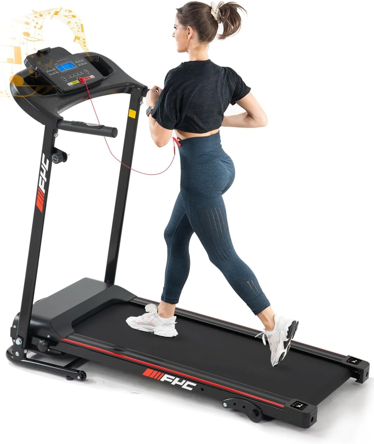 Foldable Treadmill with Incline and Bluetooth, 2.5HP Electric Folding Treadmill Running Walking Machine for Home Gym, Max 265 LBS Weight Capacity - Womvr