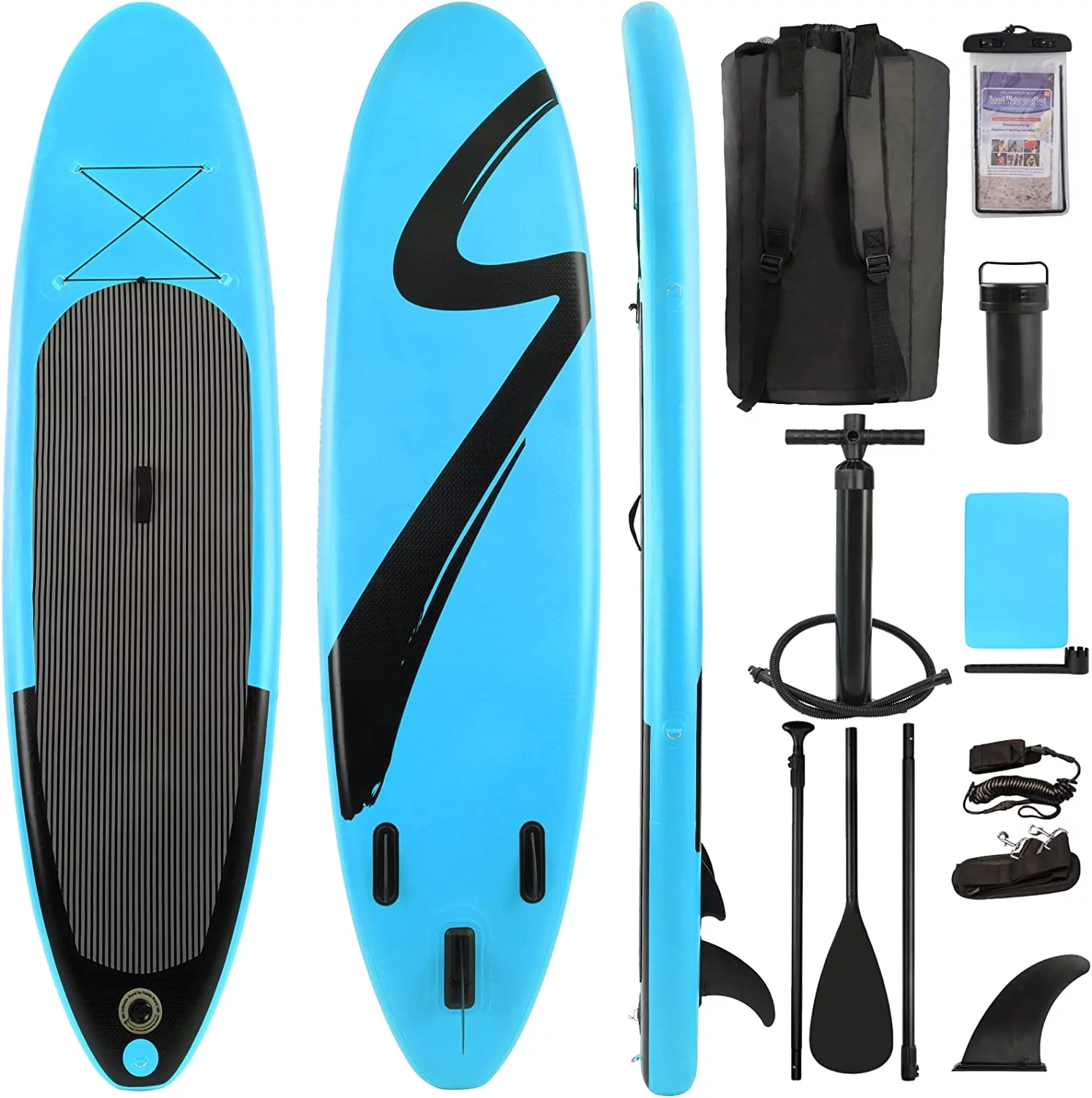 streakboard 10' Inflatable Stand up Paddle Board with SUP Accessories, Backpack, Paddle & Hand Pump - Womvr