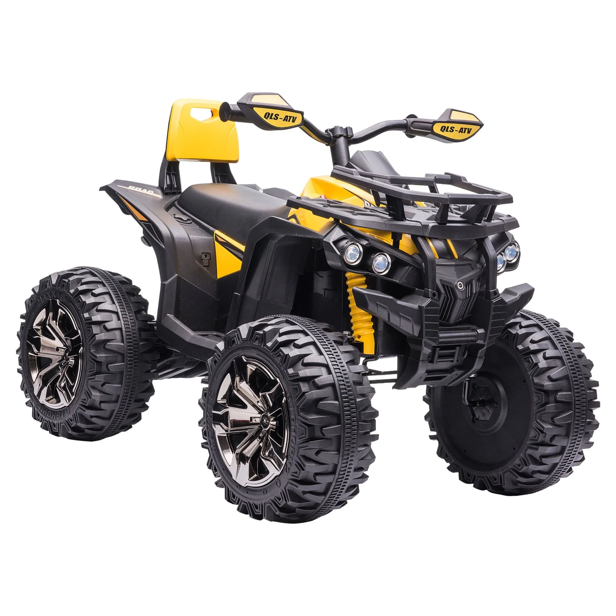 Aosom 12V Kids ATV Ride-on Four-Wheeler Toy Car with Music, Realistic Headlights, Wide Wheels, Rechargeable Battery-Powered, for Boys and Girls, Yellow - Womvr