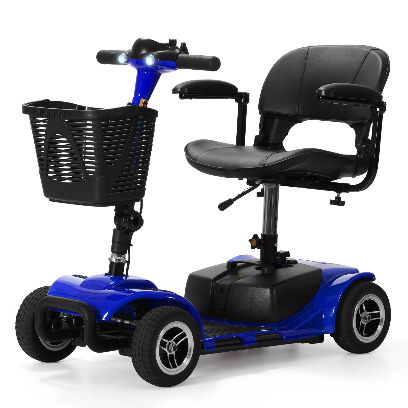TEKAMON 4 Wheels Mobility Scooter - Portable Folding Power Electric Mobility Scooters for Seniors, Adults, Handicapped, Elderly - Range Extended Battery,Blue - Womvr