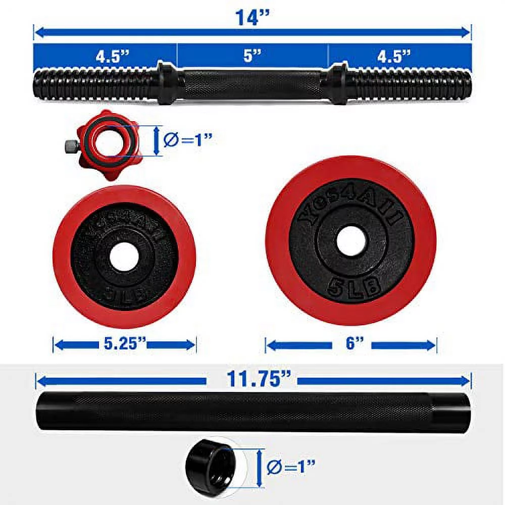 Yes4All 60 lbs Premium Adjustable Dumbbell Weights with Dumbbell Connector, Combo/Set - Womvr
