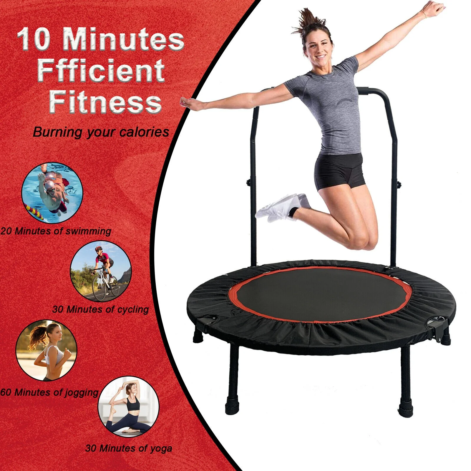 PRIJESSE 660lbs Mini Trampoline for Adults, Indoor Small Rebounder Exercise Trampoline for Workout Fitness for Quiet and Safely Cushioned Bounce, 40 Inch - Womvr