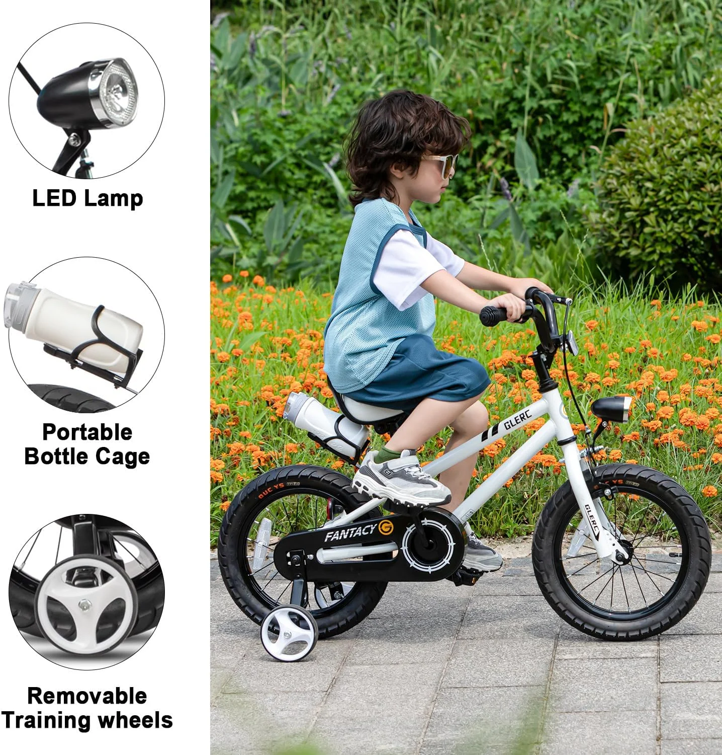 Glerc 12 inch Toddler and Kids Bike for 2-4 Years Old Boys & Girls, White - Womvr