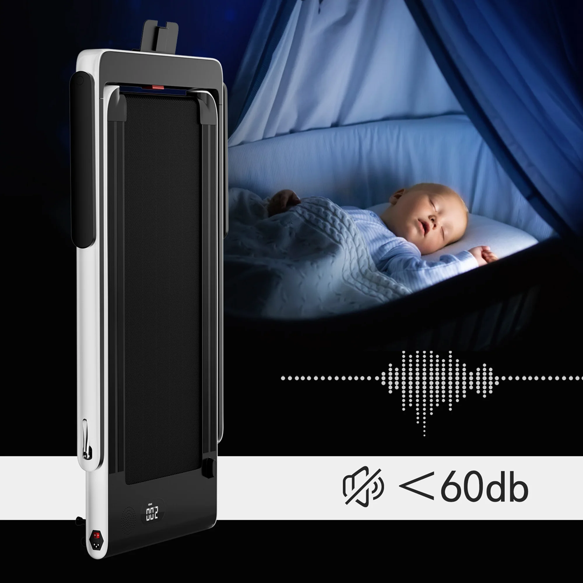 SuperFit Up To 7.5MPH 2.25HP 2 in 1 Single Display Screen Folding Treadmill Remote Control W/ APP Control Speaker Black - Womvr