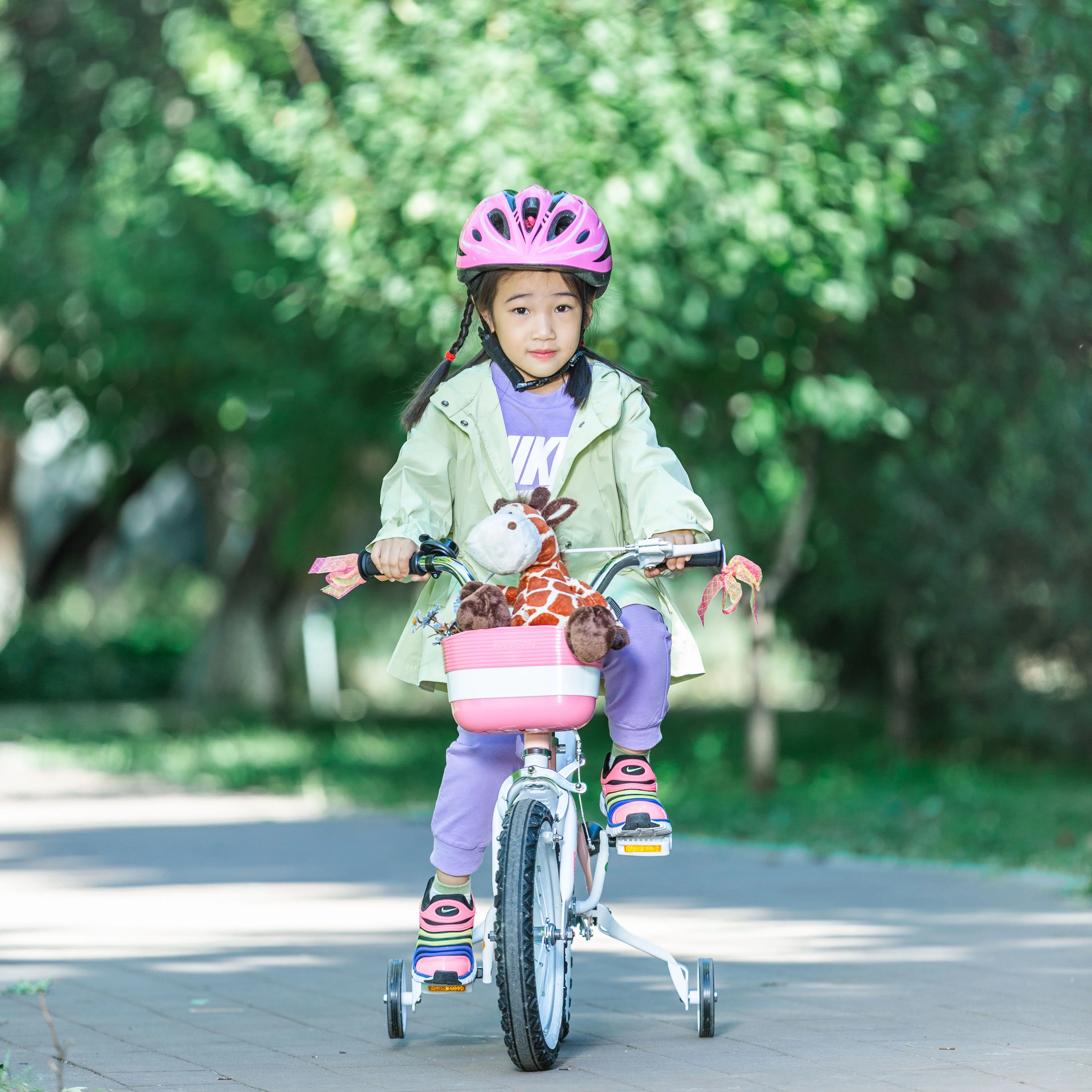 Royalbaby Little Swan Red 14 Girl's Bicycle with Training Wheels and Basket - Womvr