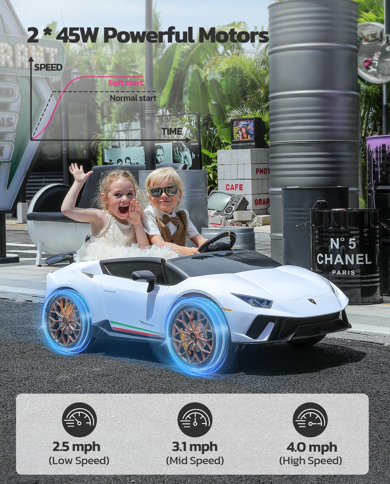 Lamborghini Huracan Ride on Car Real 2 Seater, Powered Electric Vehicle with Parent Remote, Maximum 4.0mph Ride on Toys for 3-8 Years Kids,Pink - Womvr
