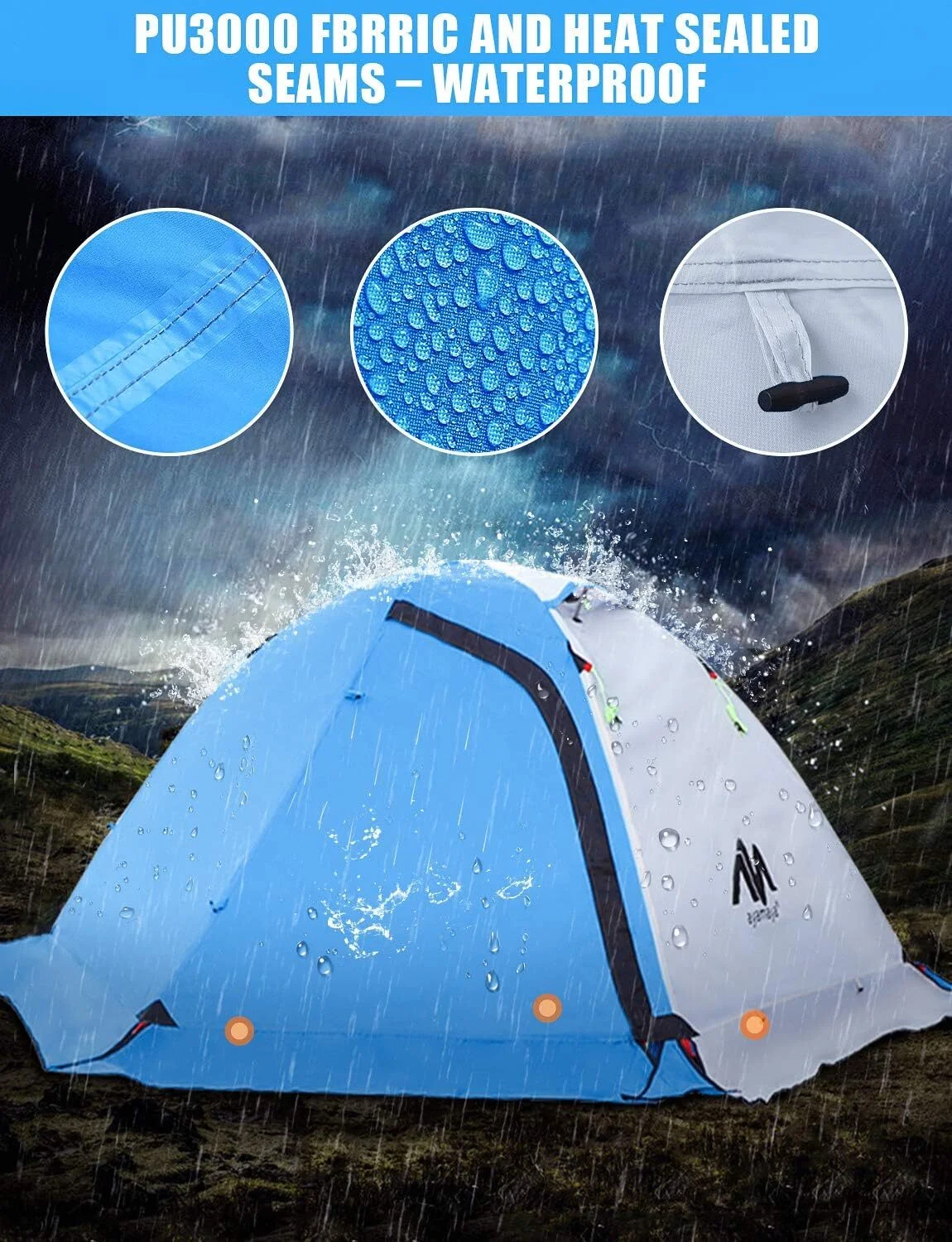 IC ICLOVER 4 Season Backpacking Tent for 2 Person Ultralight Waterproof All Weather Double Layer Camping Tents for Backpacker Outdoor Hiking Survival - Green - Womvr