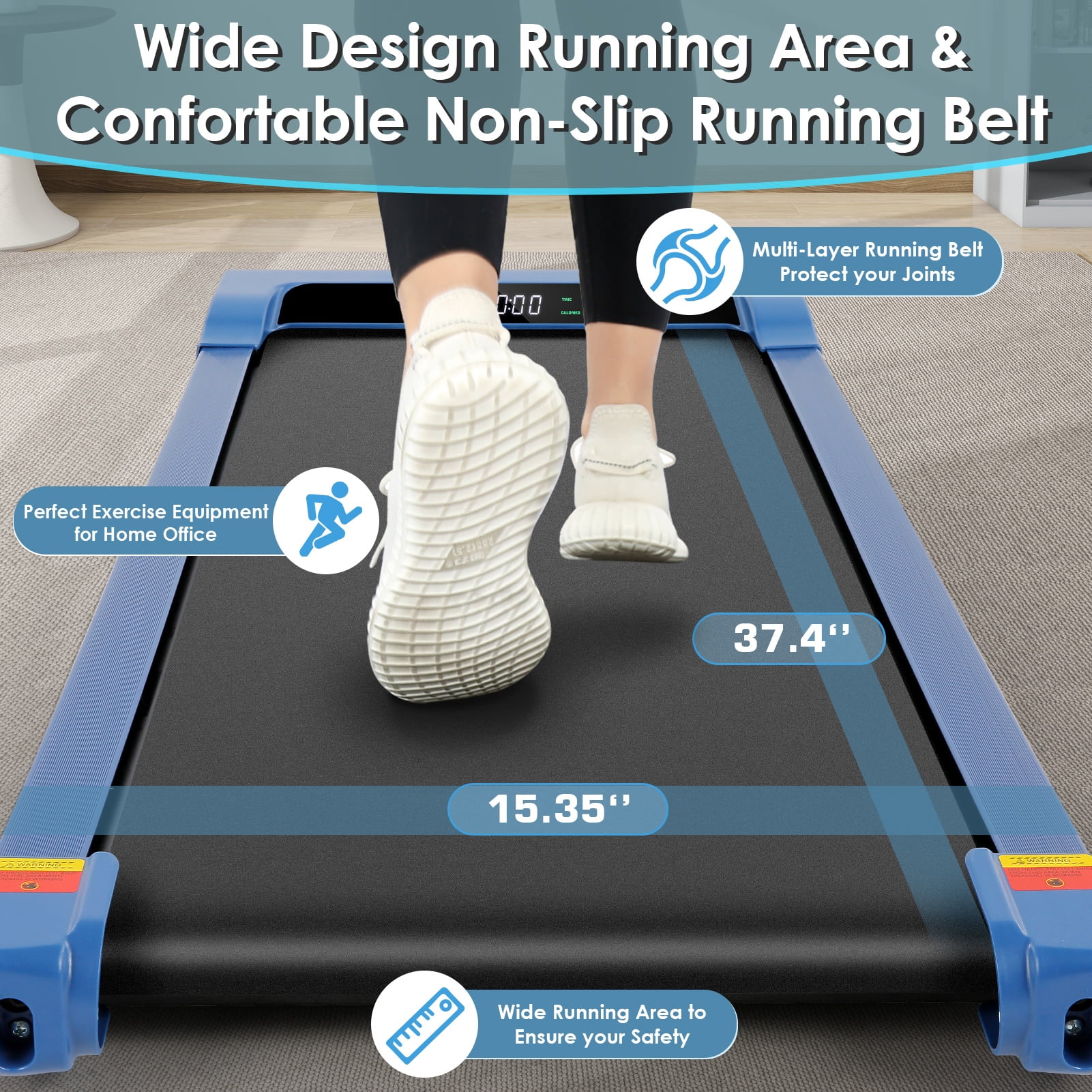 Tikmboex 2.5HP Under Desk Treadmill with LED Display Wireless Remote Control .Quiet & Compact Walking Pad for Home Office - Womvr