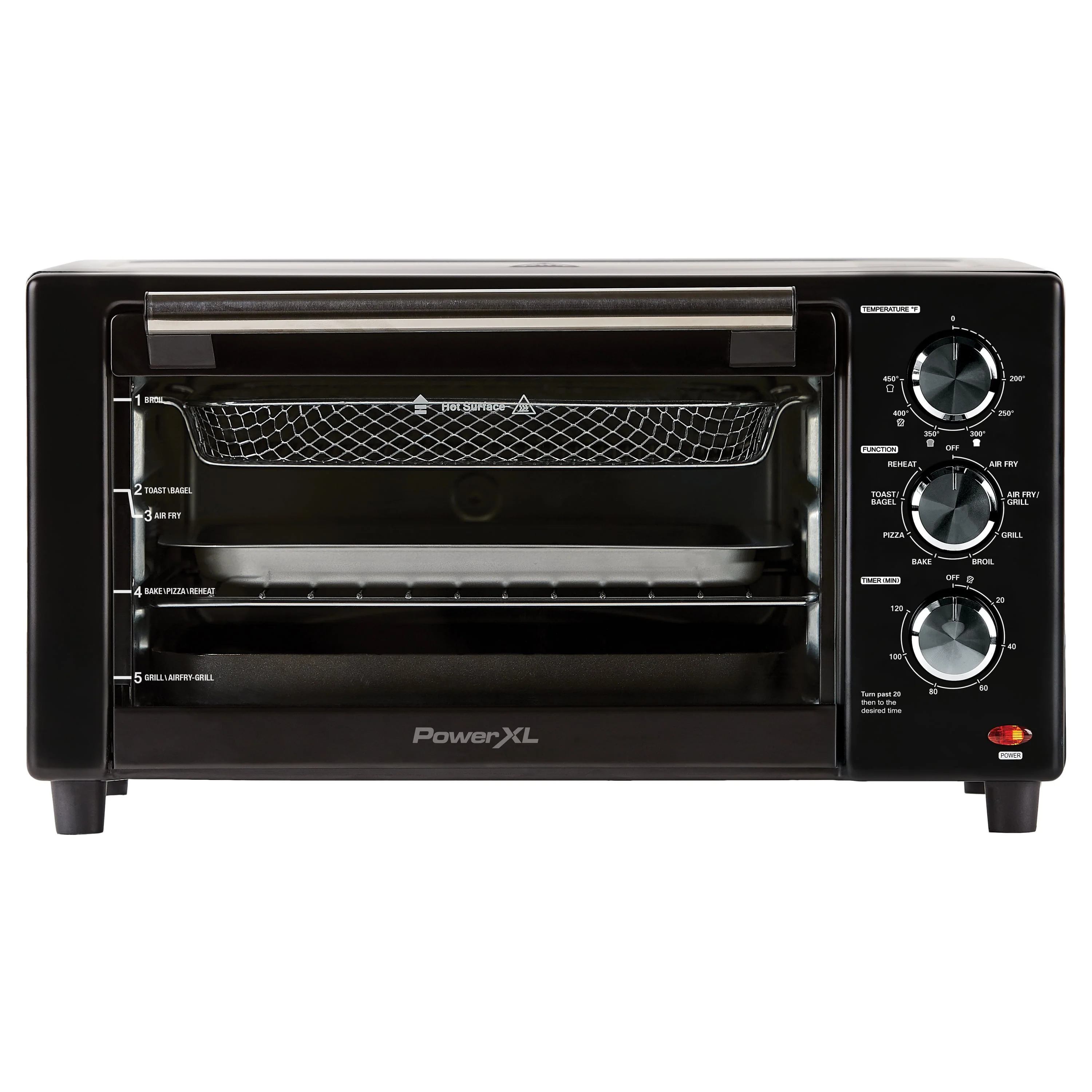 PowerXL Air Fryer Grill Plus, Toaster Oven, Black, 1500 Watts - Womvr