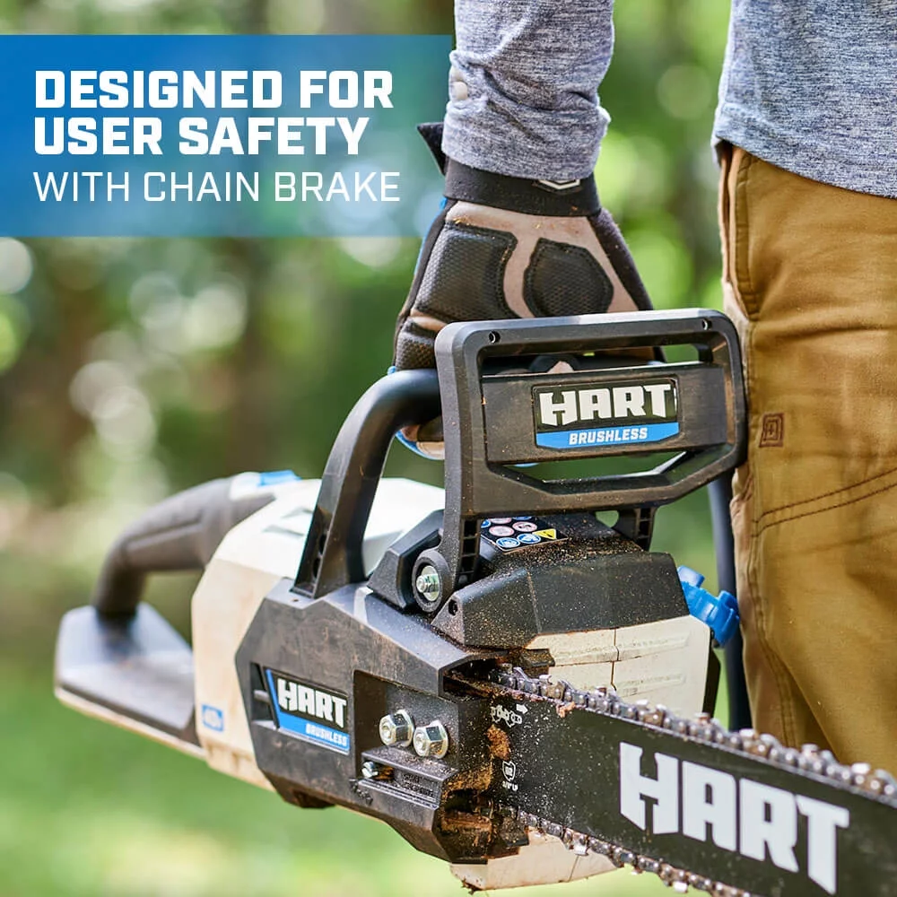 HART 40-Volt 16-inch SUPERCHARGE Battery-Powered Brushless Chainsaw Kit, (1) 4.0 Ah Lithium-Ion Battery - Womvr