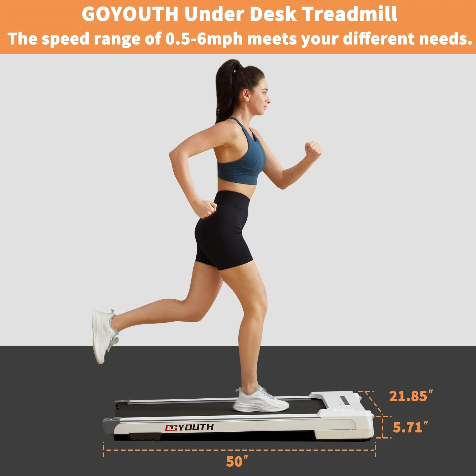 GOYOUTH Under Desk Treadmill with Remote Control, Bluetooth Speaker & LED Display Perfect for Home Gym or Office - Womvr